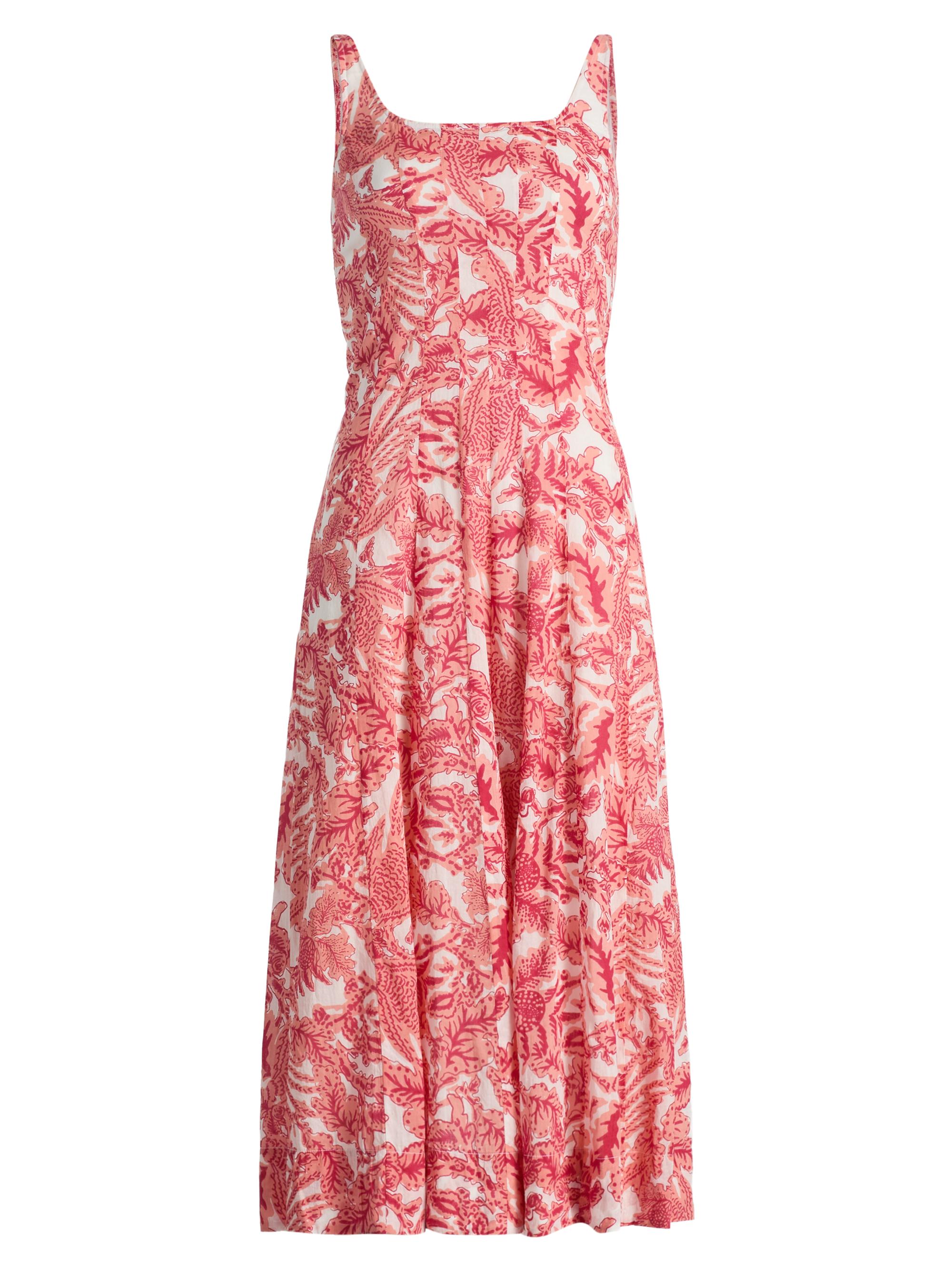 Ro's Garden Women's Camillie Floral Cotton Midi-Dress - Coral Arata