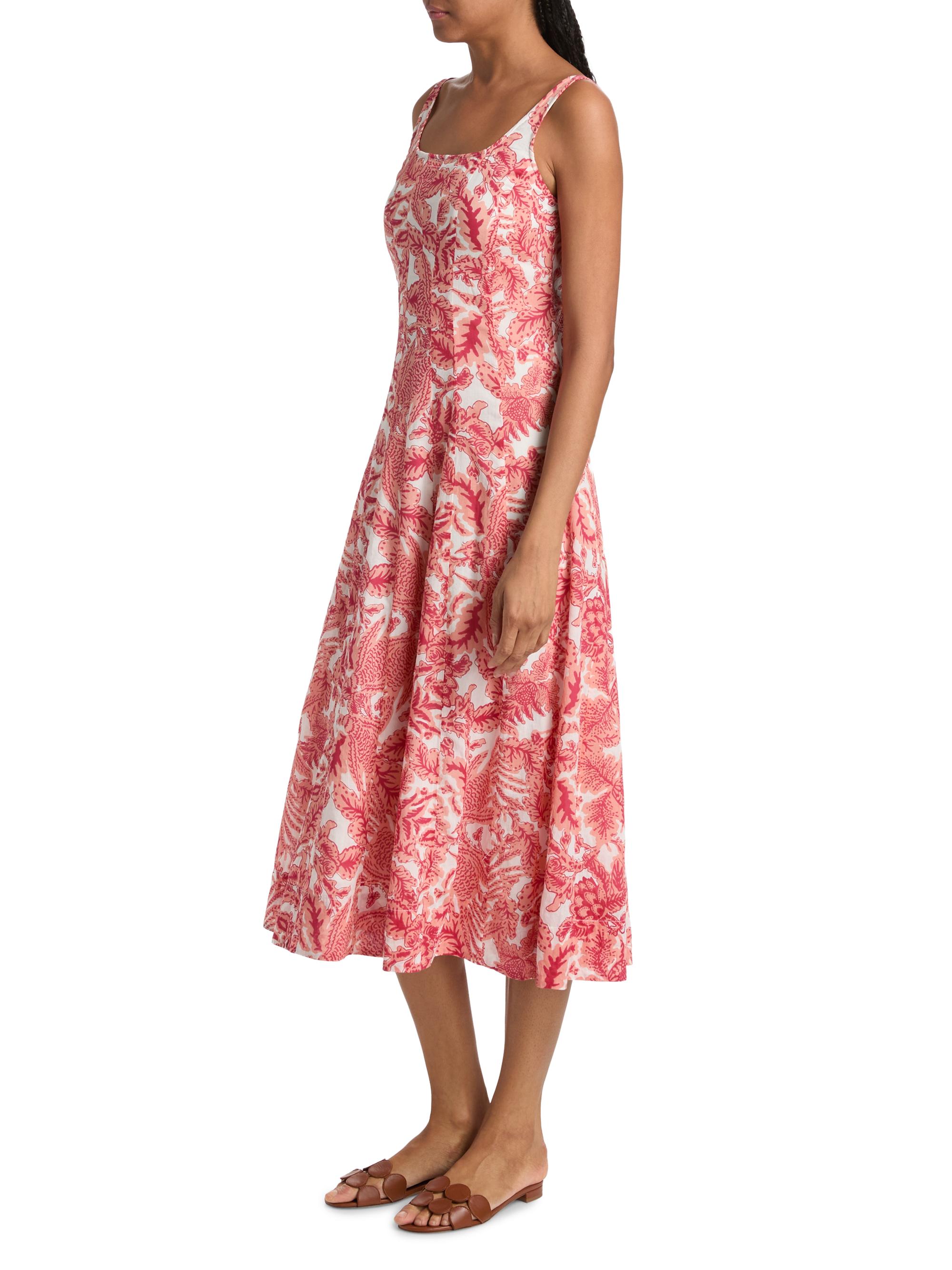 Ro's Garden Women's Camillie Floral Cotton Midi-Dress - Coral Arata | Thumbnail 4