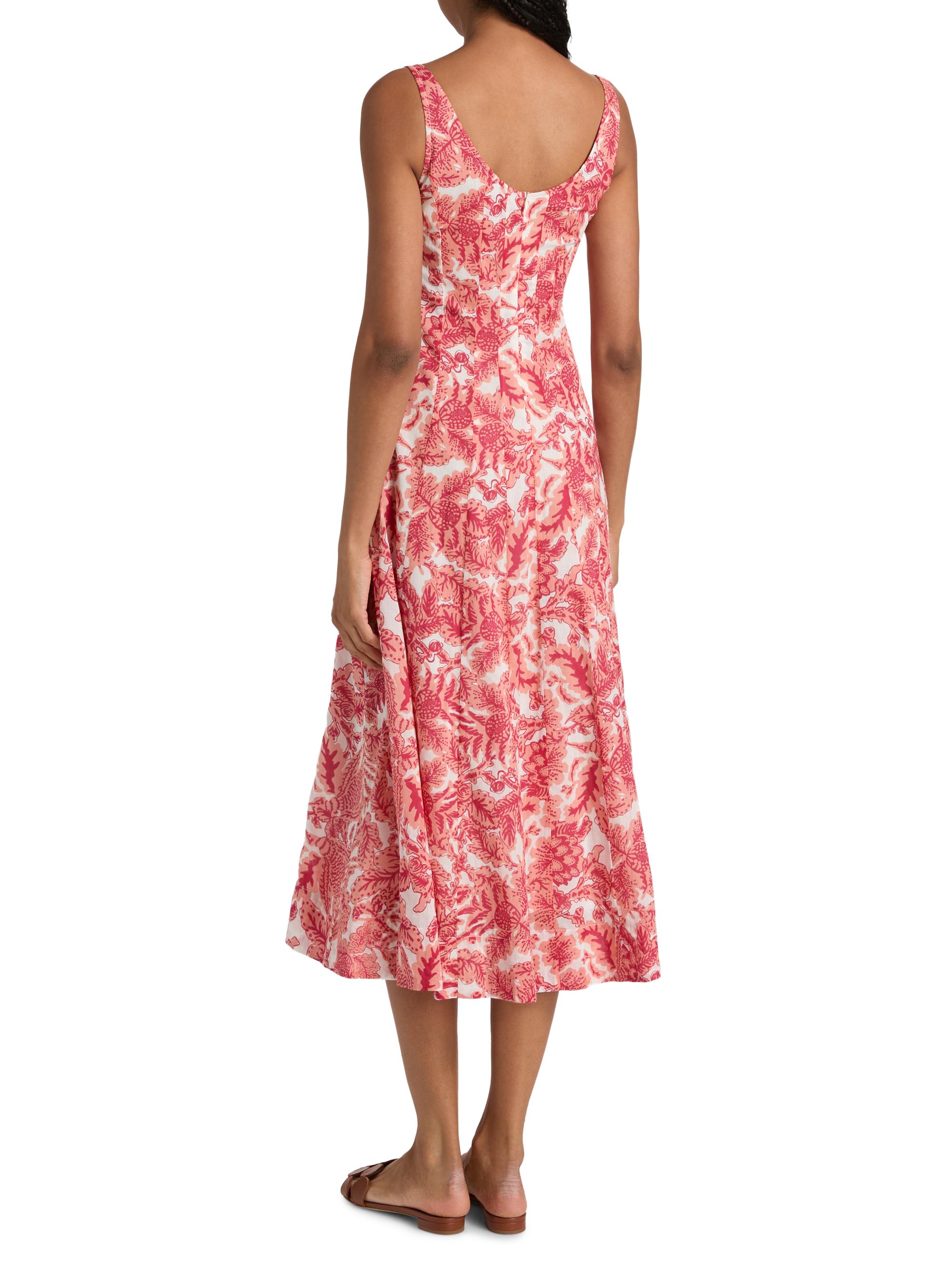 Ro's Garden Women's Camillie Floral Cotton Midi-Dress - Coral Arata | Thumbnail 5
