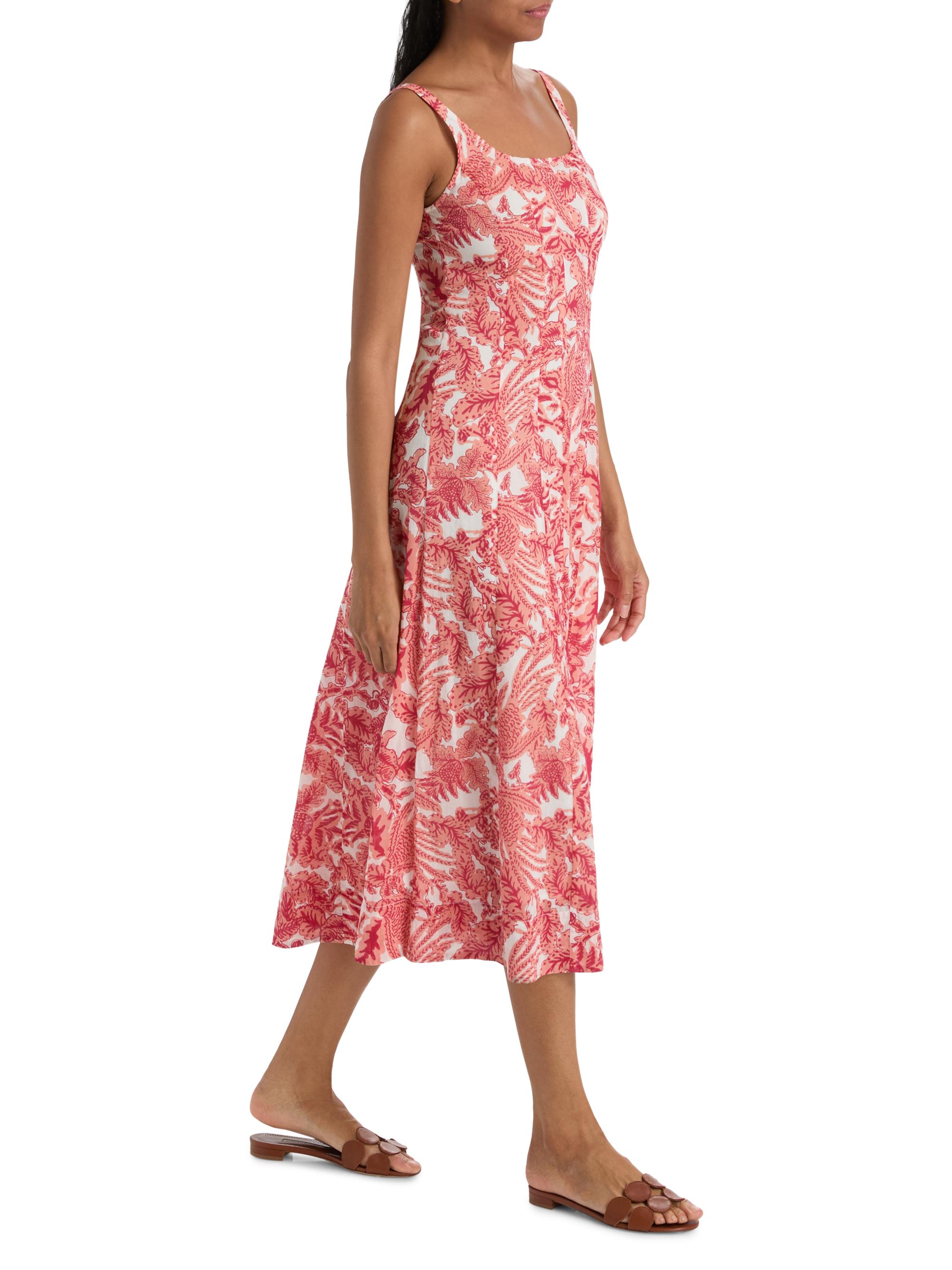 Ro's Garden Women's Camillie Floral Cotton Midi-Dress - Coral Arata | Thumbnail 2