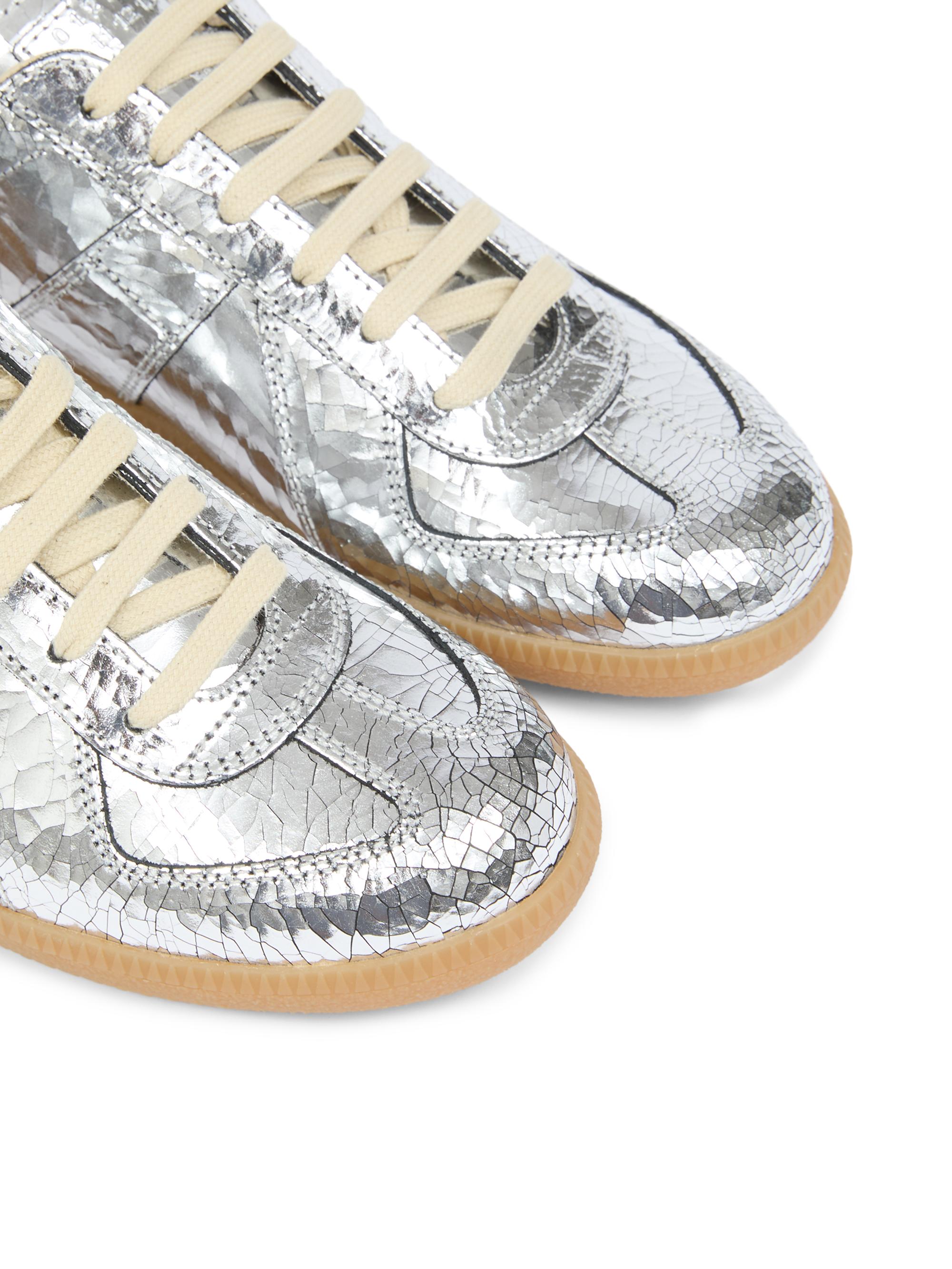 Maison Margiela Replica Metallic Cracked Leather Low-Top Sneakers