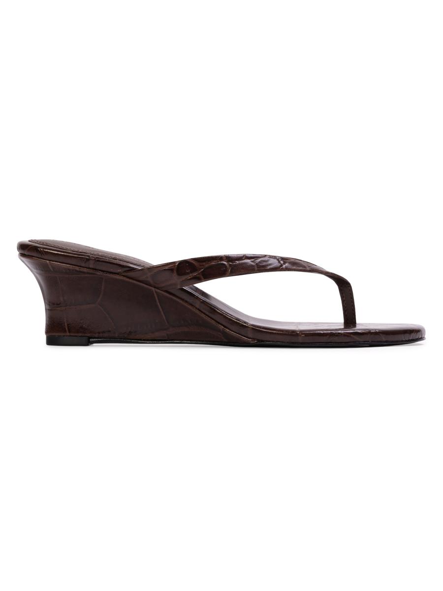 Black Suede Studio Women's Easy 50mm Croc Mule Sandals In Brown
