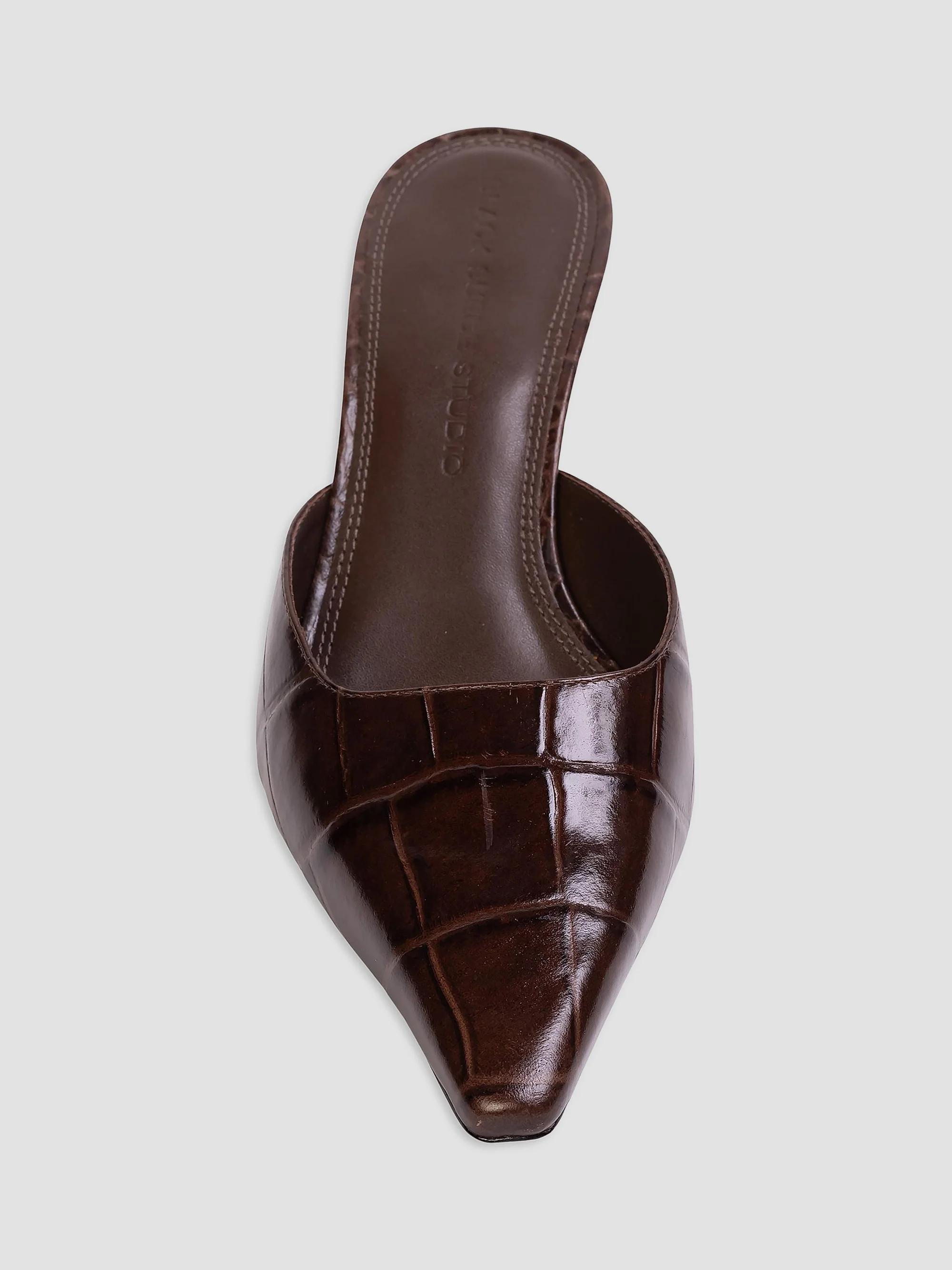 Black Suede Studio Riley 50MM Croc Mule Sandals | Saks Fifth Avenue