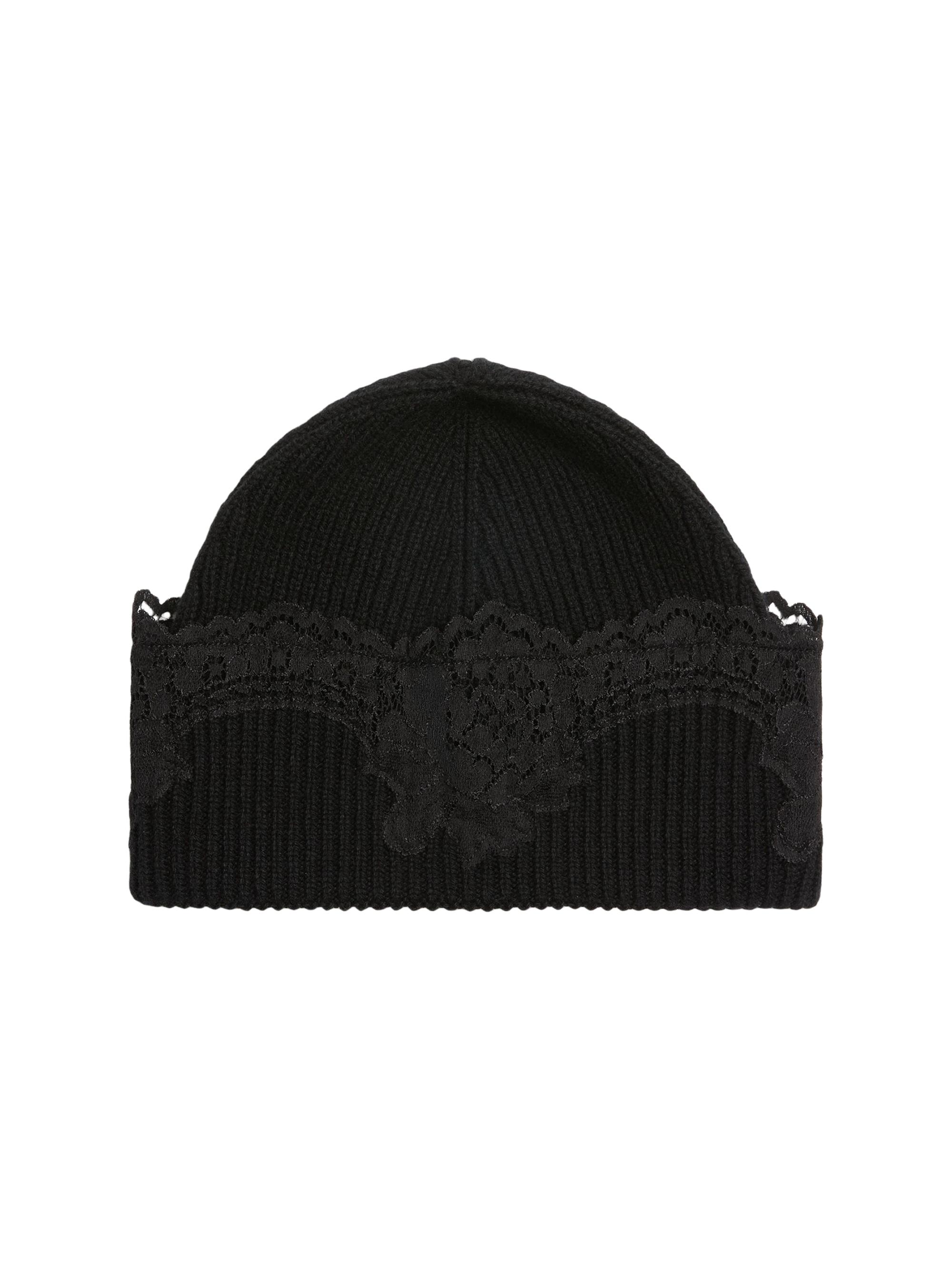 Valentino Garavani Women's Vlogo Signature Cashmere and Lace Beanie - Black