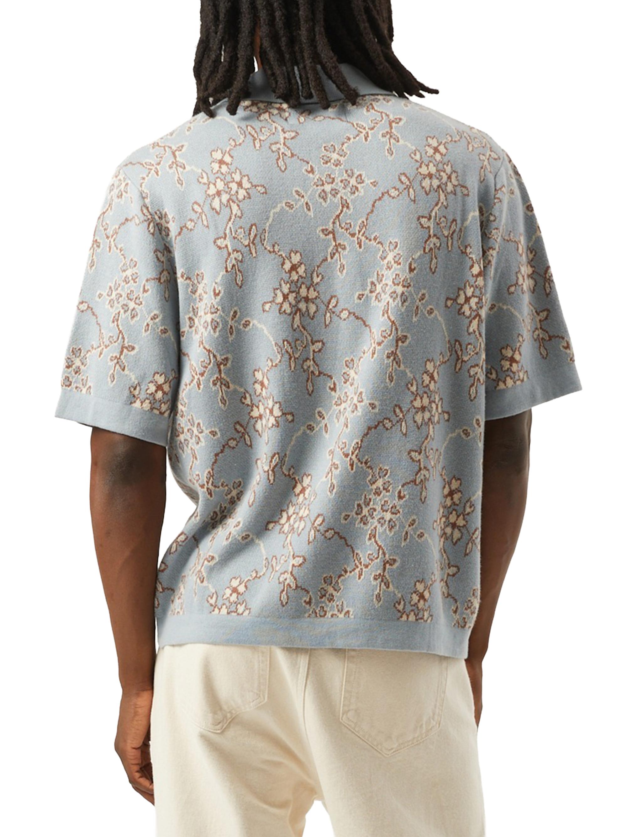 Corridor Men's Trellis Knit Cotton Shirt - Light Blue | Thumbnail 3