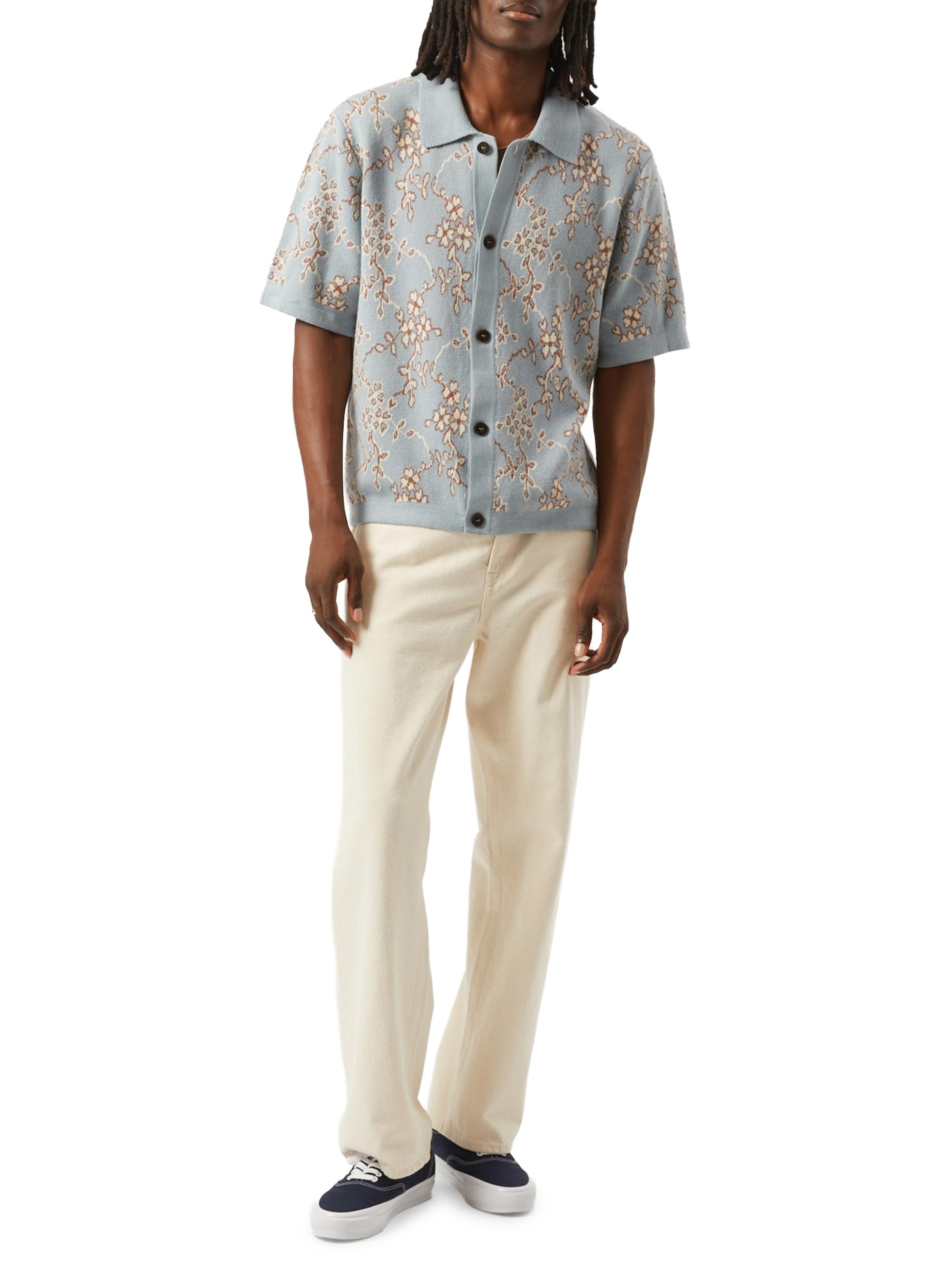 Corridor Men's Trellis Knit Cotton Shirt - Light Blue | Thumbnail 2