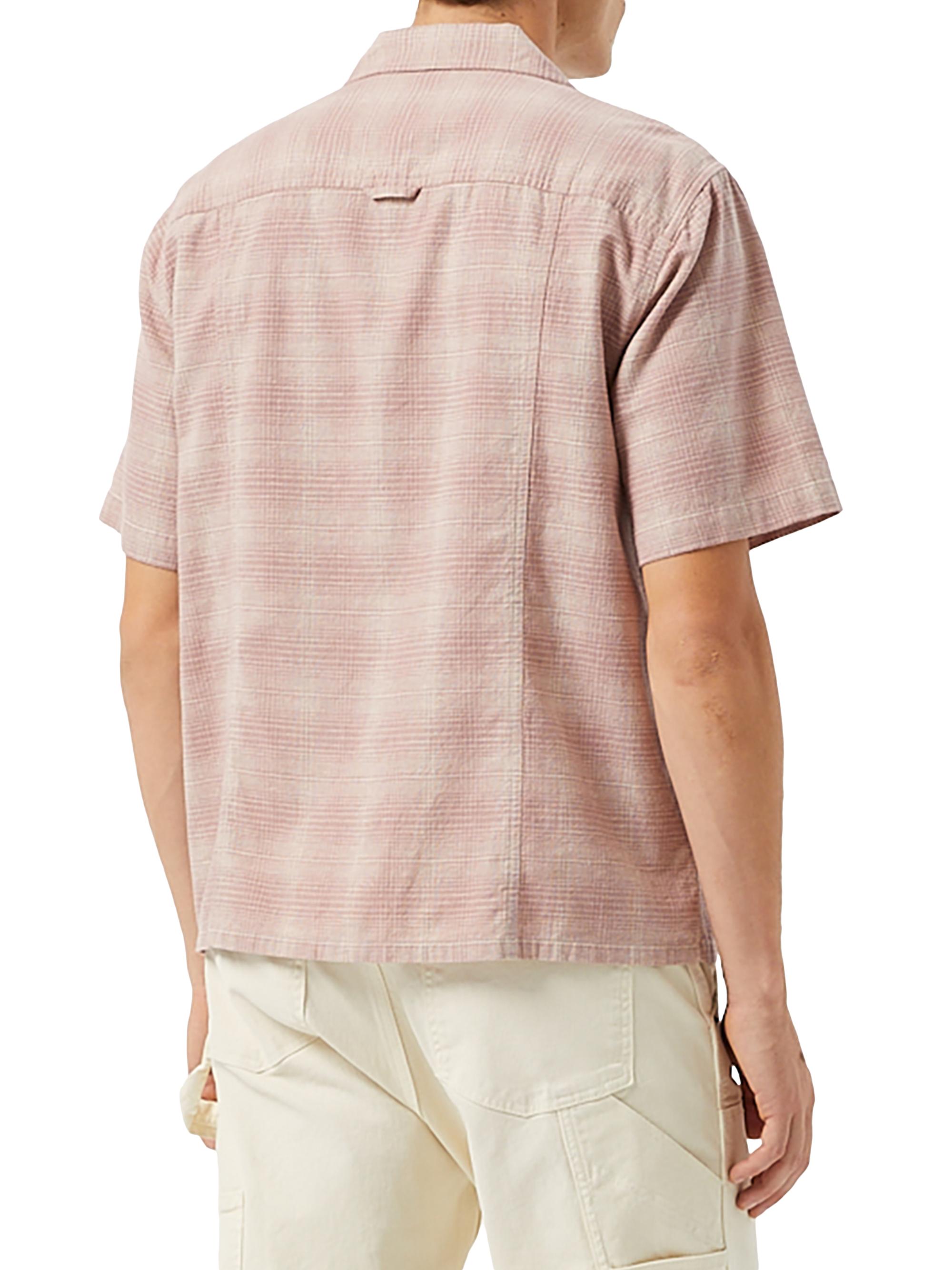 Corridor Men's Plaid Cotton-Linen Camp Shirt - Pink | Thumbnail 3