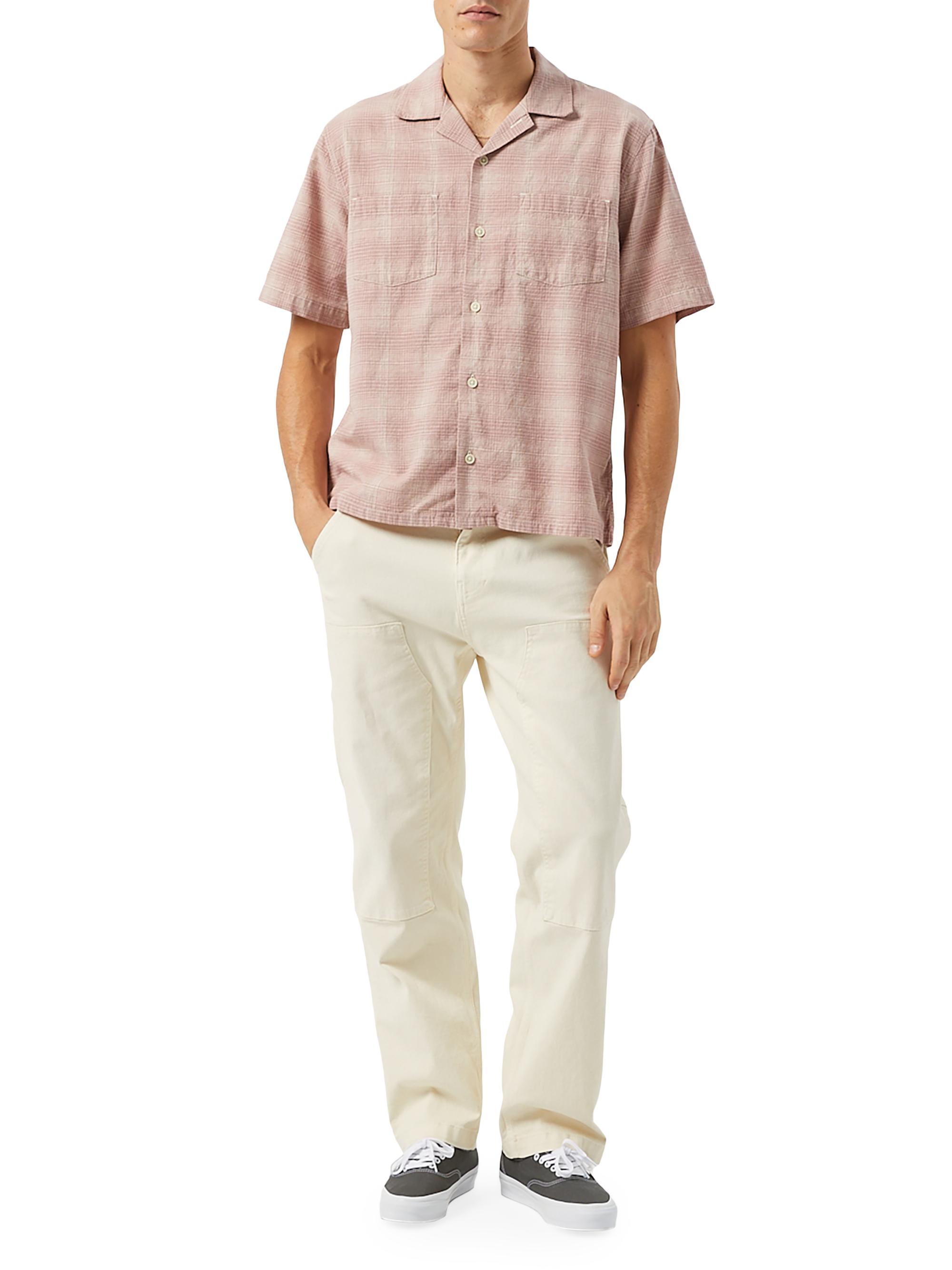 Corridor Men's Plaid Cotton-Linen Camp Shirt - Pink | Thumbnail 2