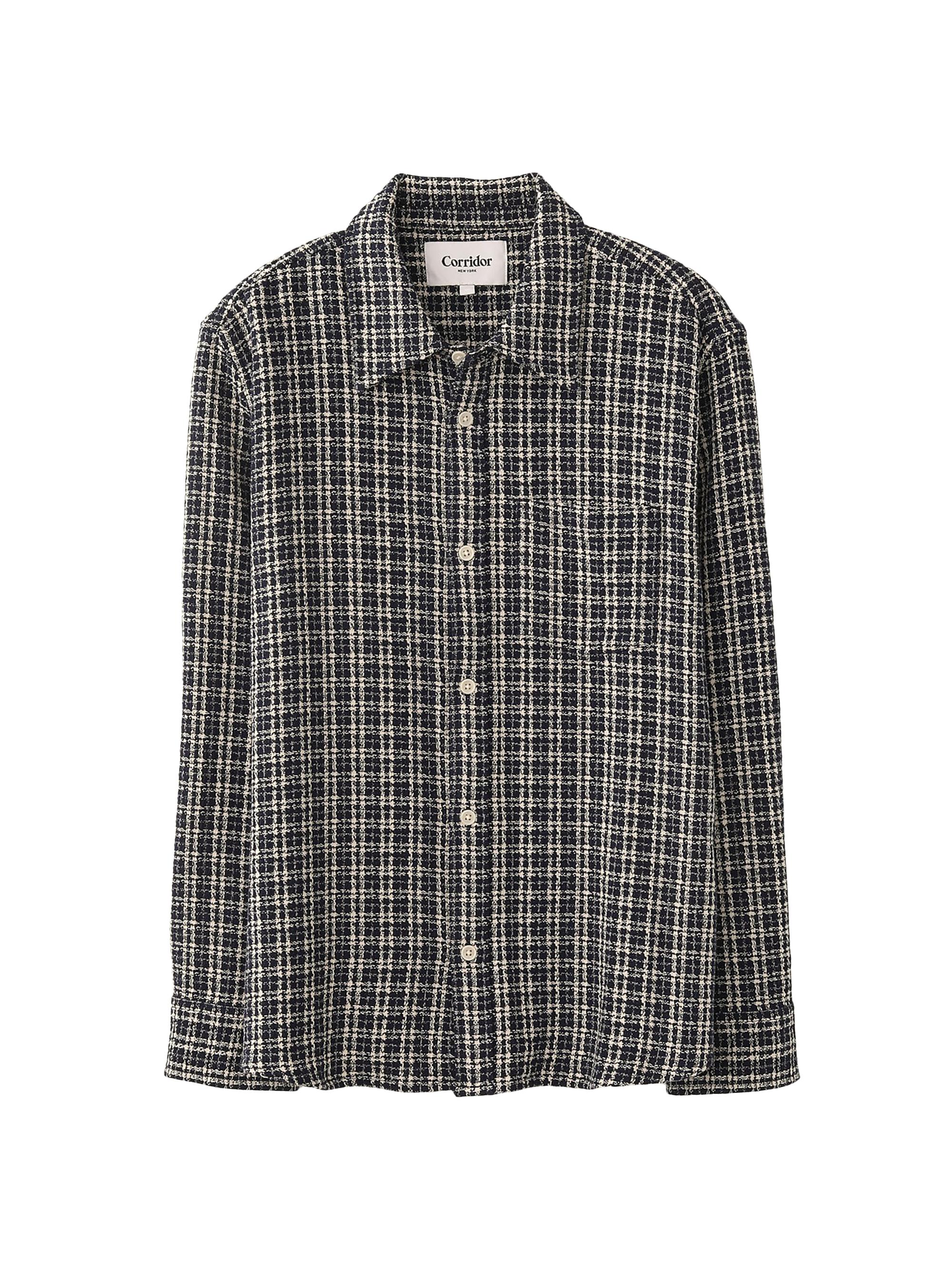 Corridor Men's Snow Check Reverse Tweed Shirt - Blue