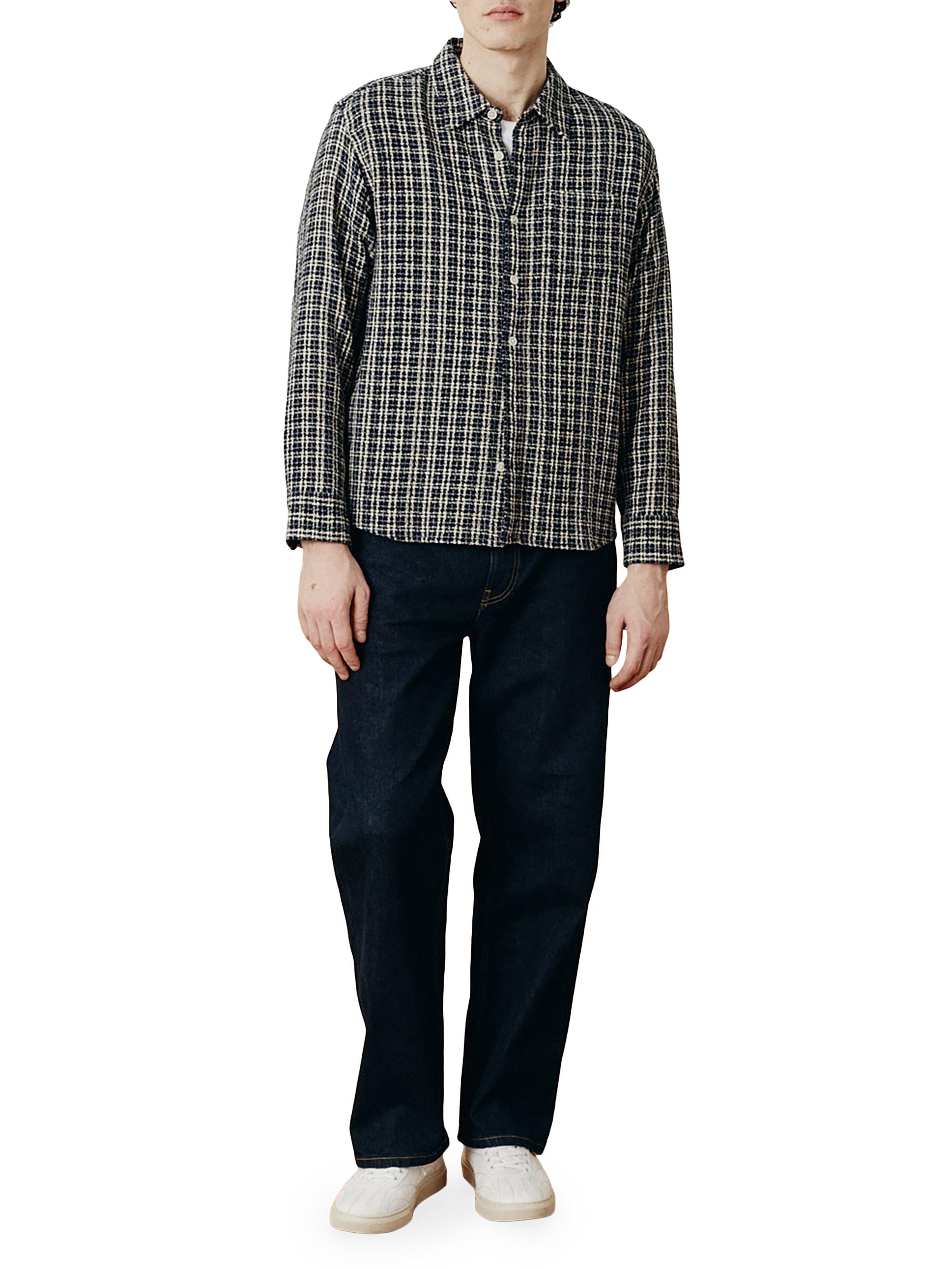 Corridor Men's Snow Check Reverse Tweed Shirt - Blue | Thumbnail 2