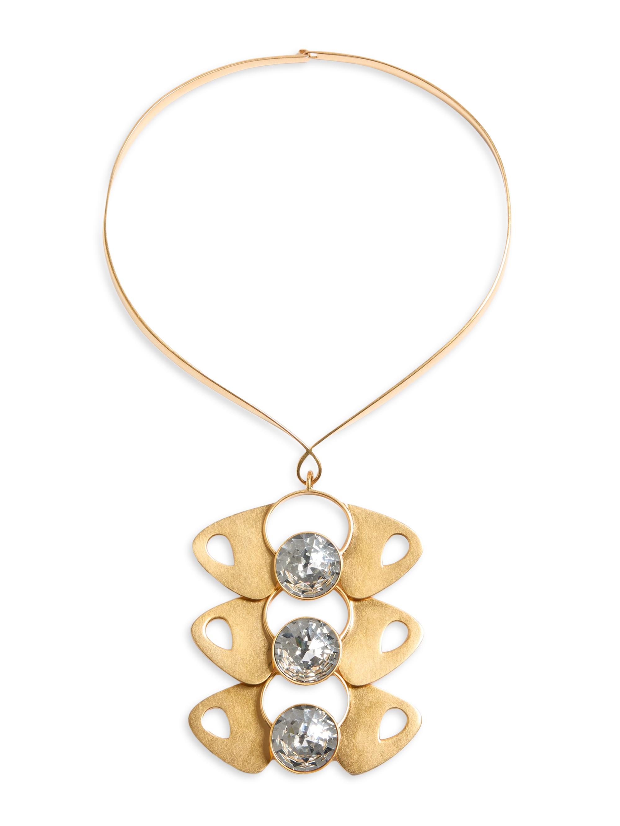 Valentino Garavani Women's Pages Necklace in Metal and Crystals - Gold Crystal