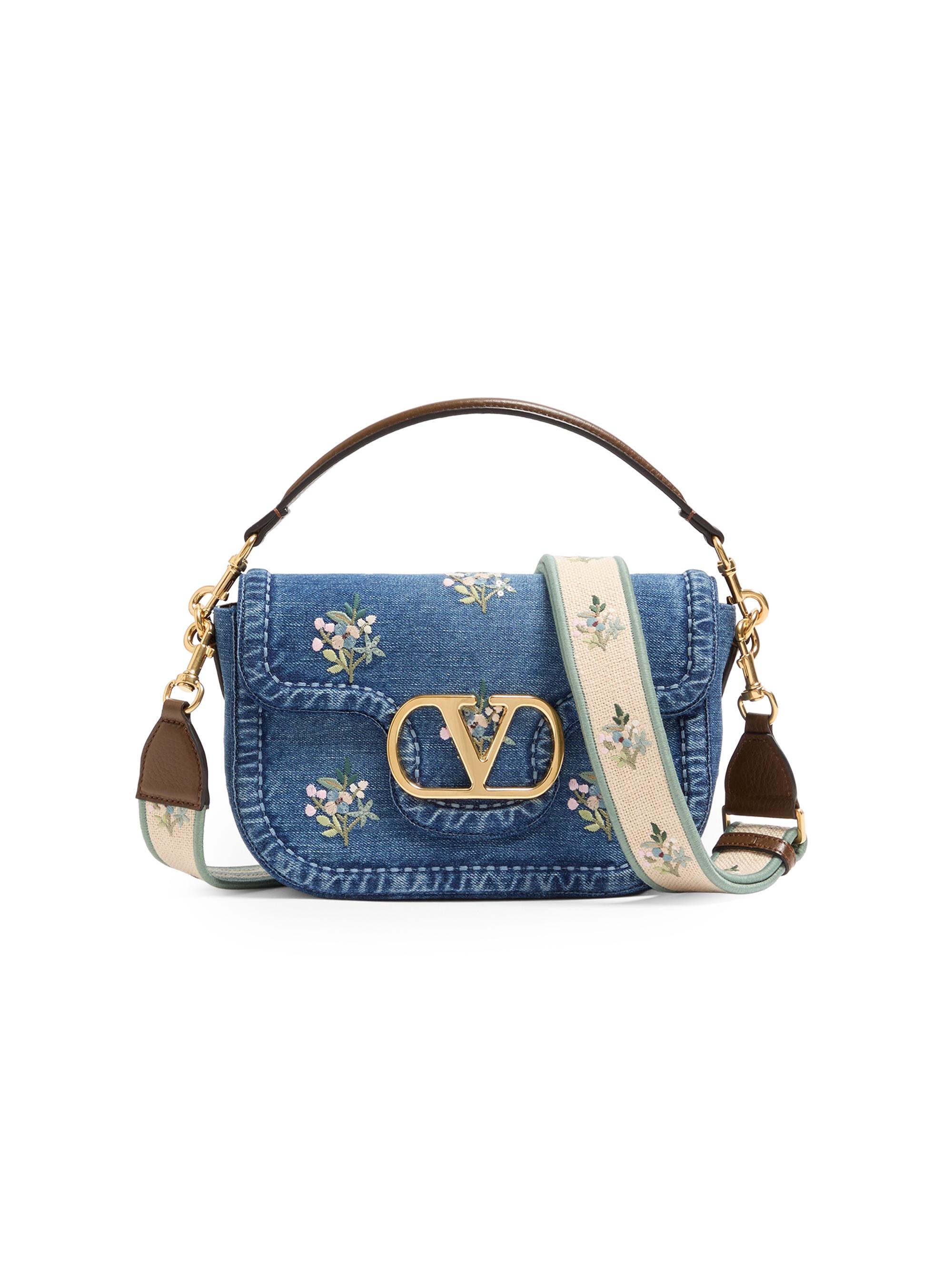 Valentino Garavani Women's Alltime  Embroidered Denim Shoulder Bag - Denim