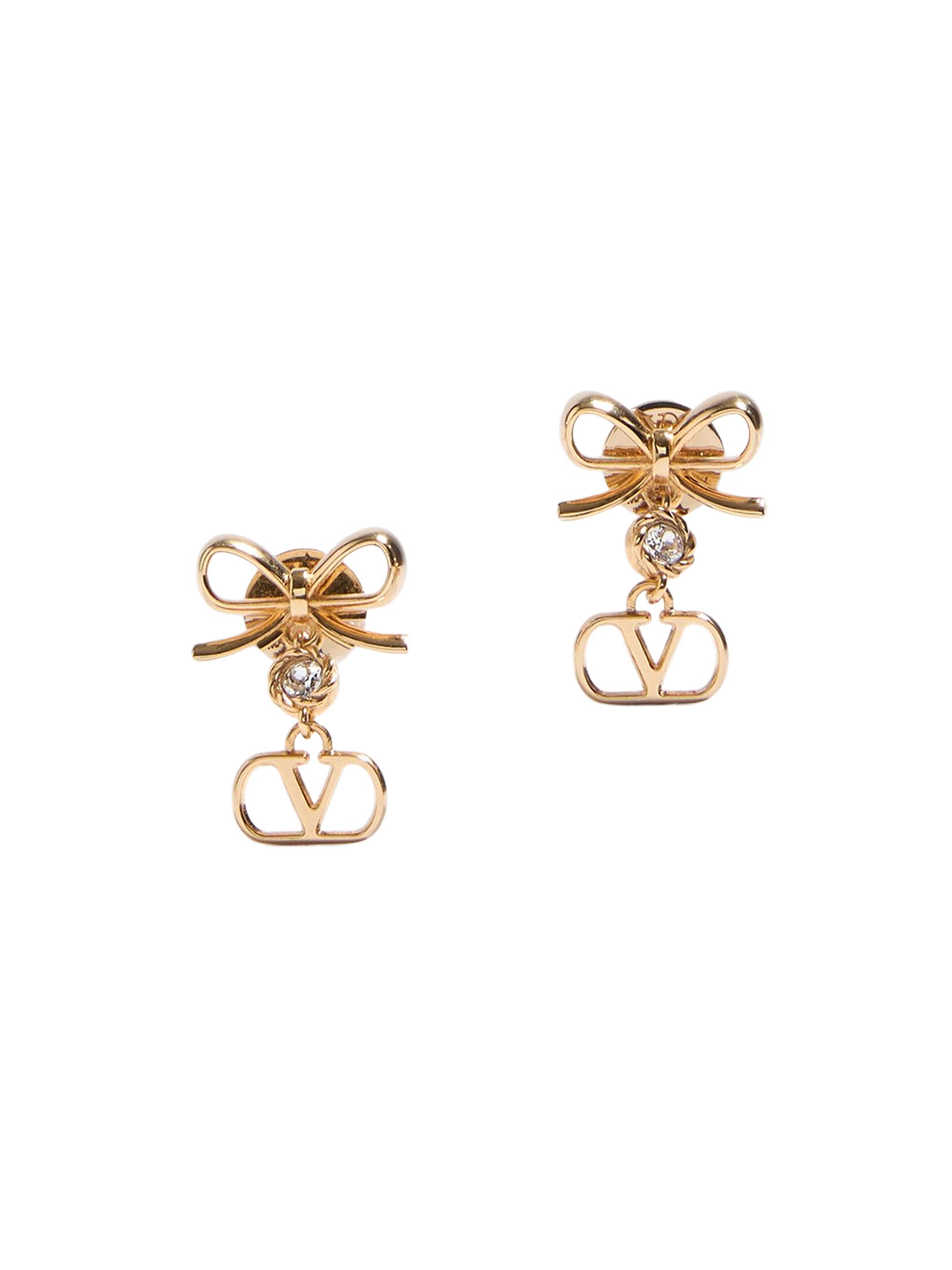 Valentino Garavani Women's VLogo Signature Earrings in Metal and Swarovski Crystals - Gold Crystal