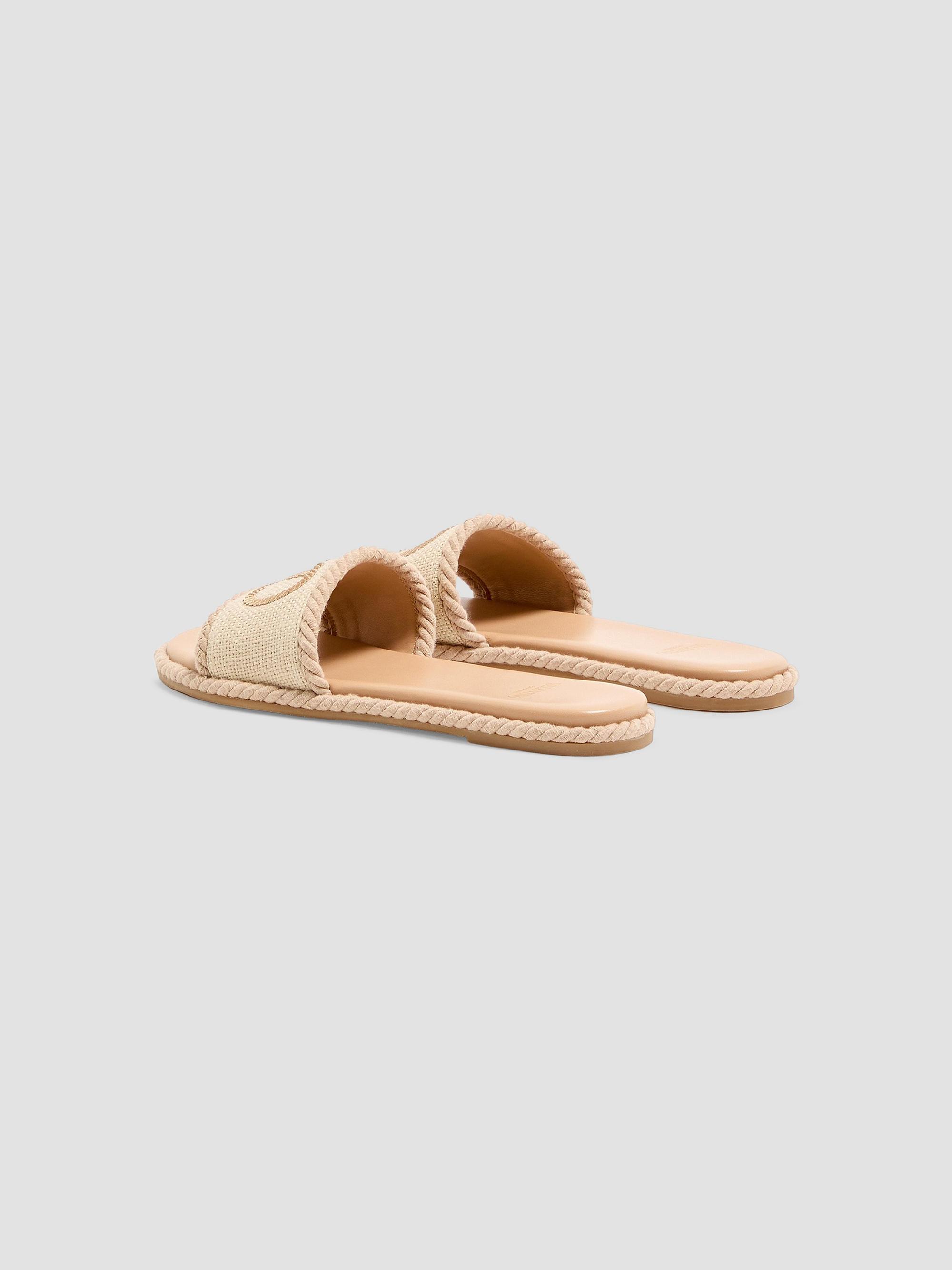 Valentino Garavani VLogo Torchon Slide Sandals in Linen Canvas