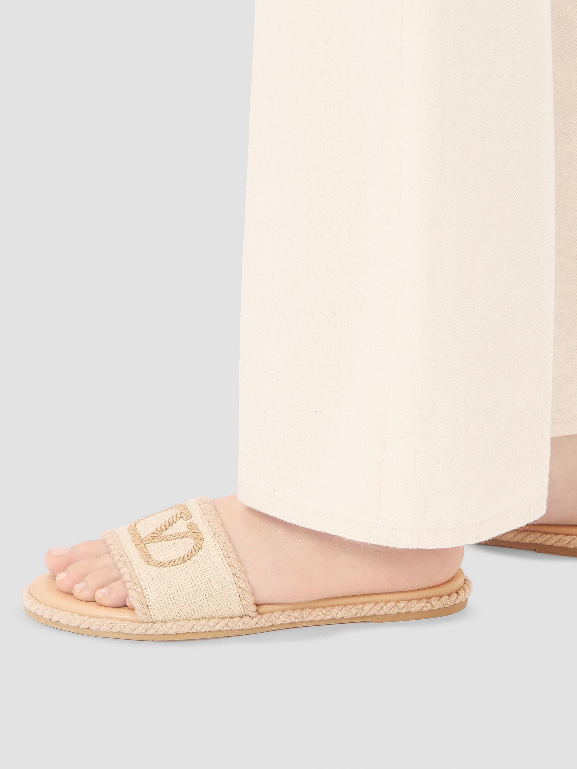 Valentino Garavani VLogo Torchon Slide Sandals in Linen Canvas