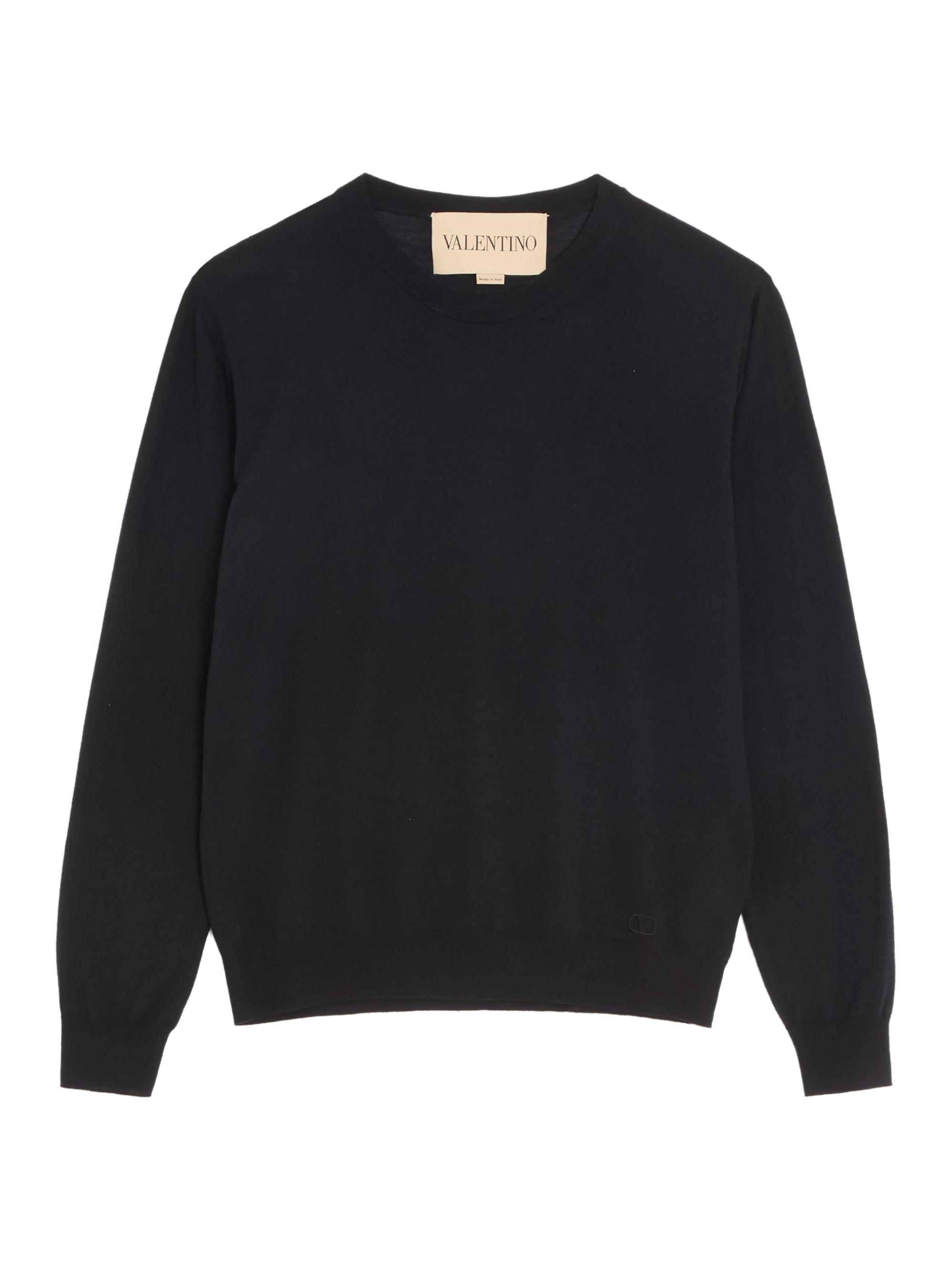 Valentino Garavani Men's Wool Sweater with VLogo Embroidery - Black