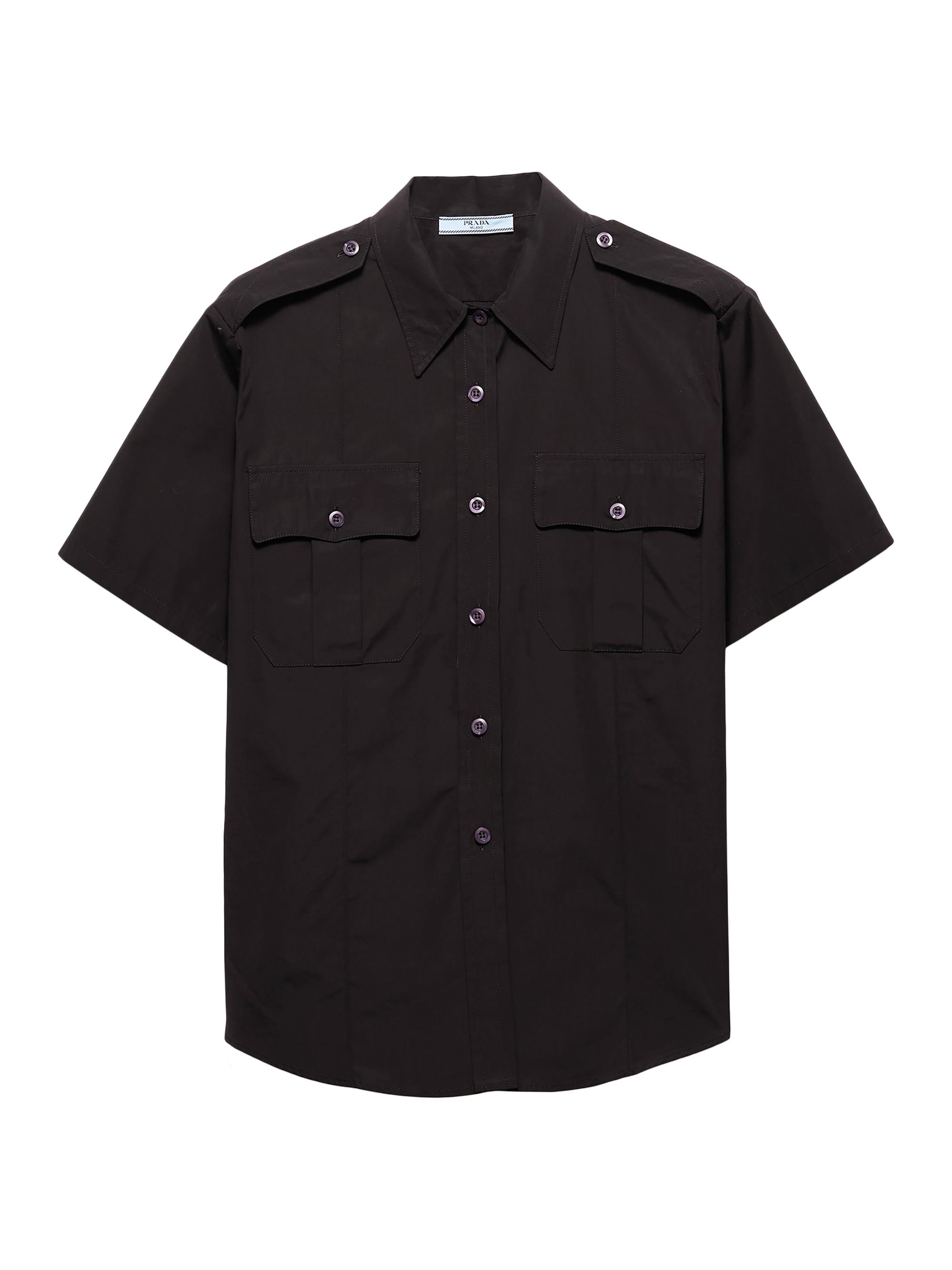 Prada Women's Short-Sleeved Poplin Shirt - Black