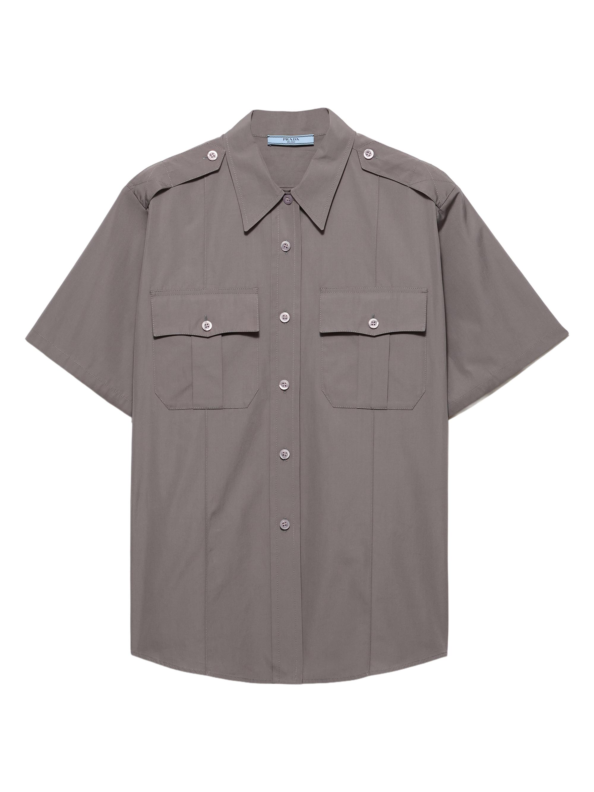 Prada Women's Short-Sleeved Poplin Shirt - Grey