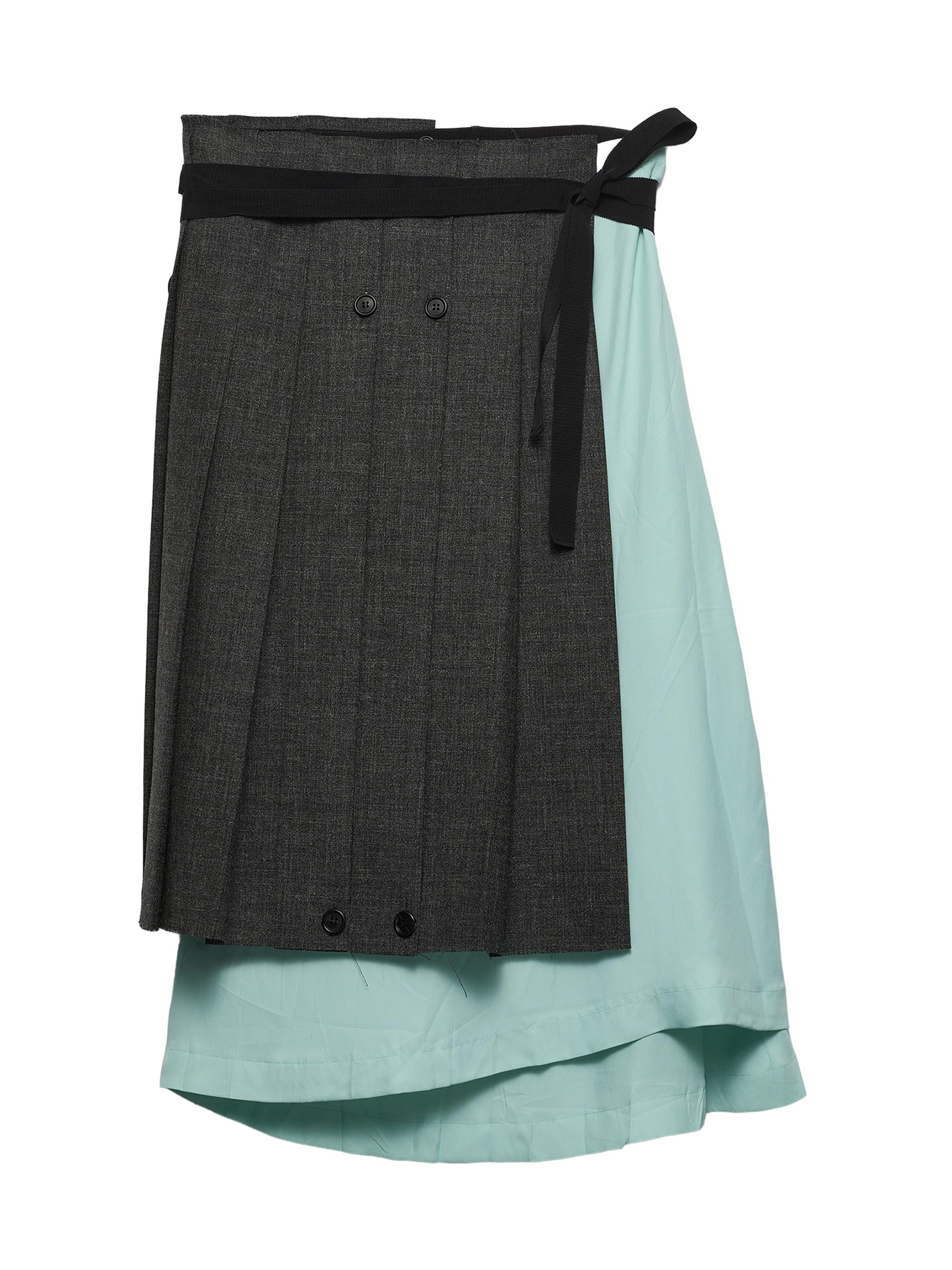 Prada Women's Rush Stitch Fabric Patchwork Skirt - Grey