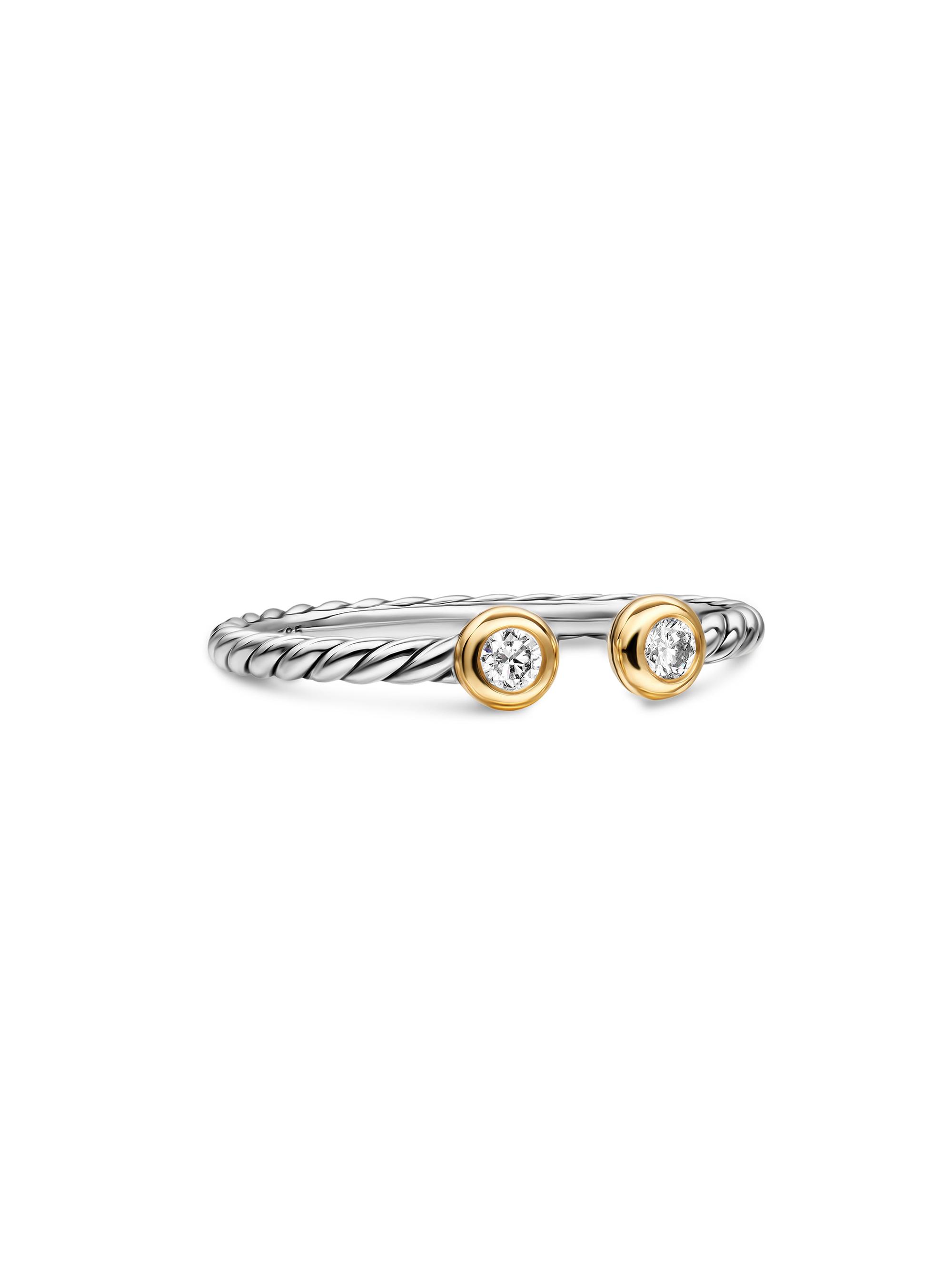 David Yurman Women's Cable Open Round Ring in Sterling Silver - Diamond