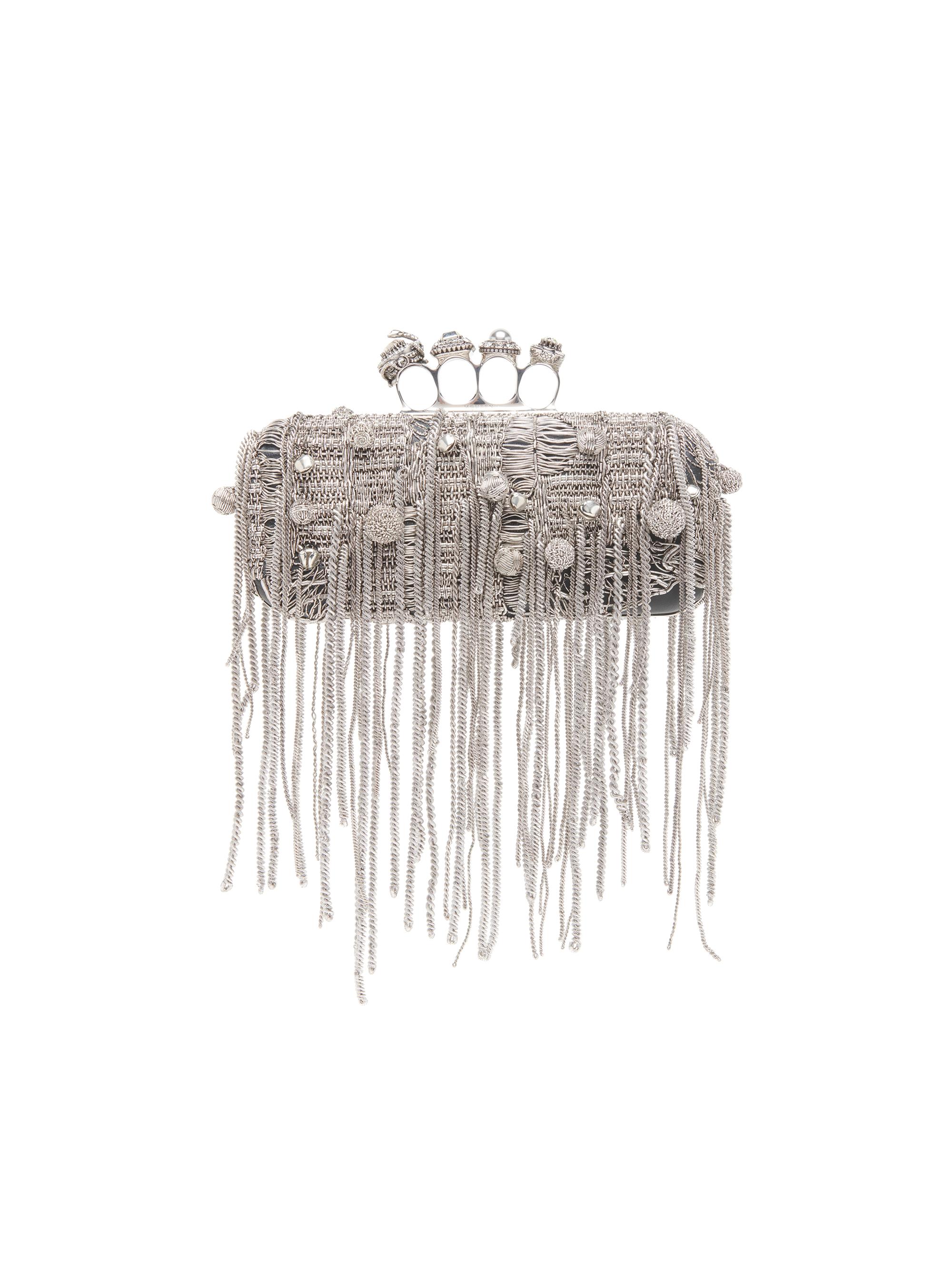 McQueen Women's Fringe-Embellished Jewel Clutch - Lead
