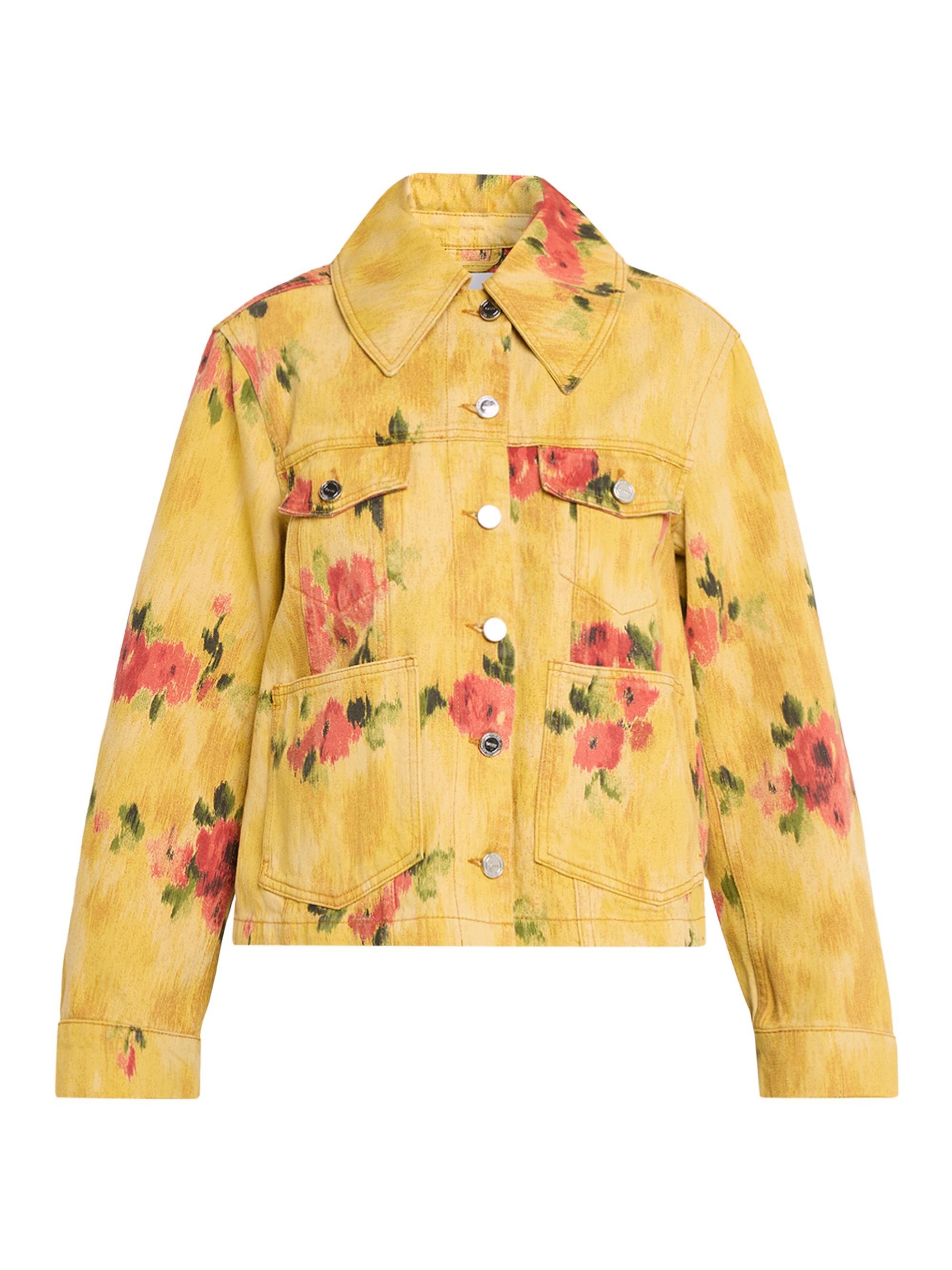 Ganni Women's Floral Print Denim Jacket - Vibrant Yellow