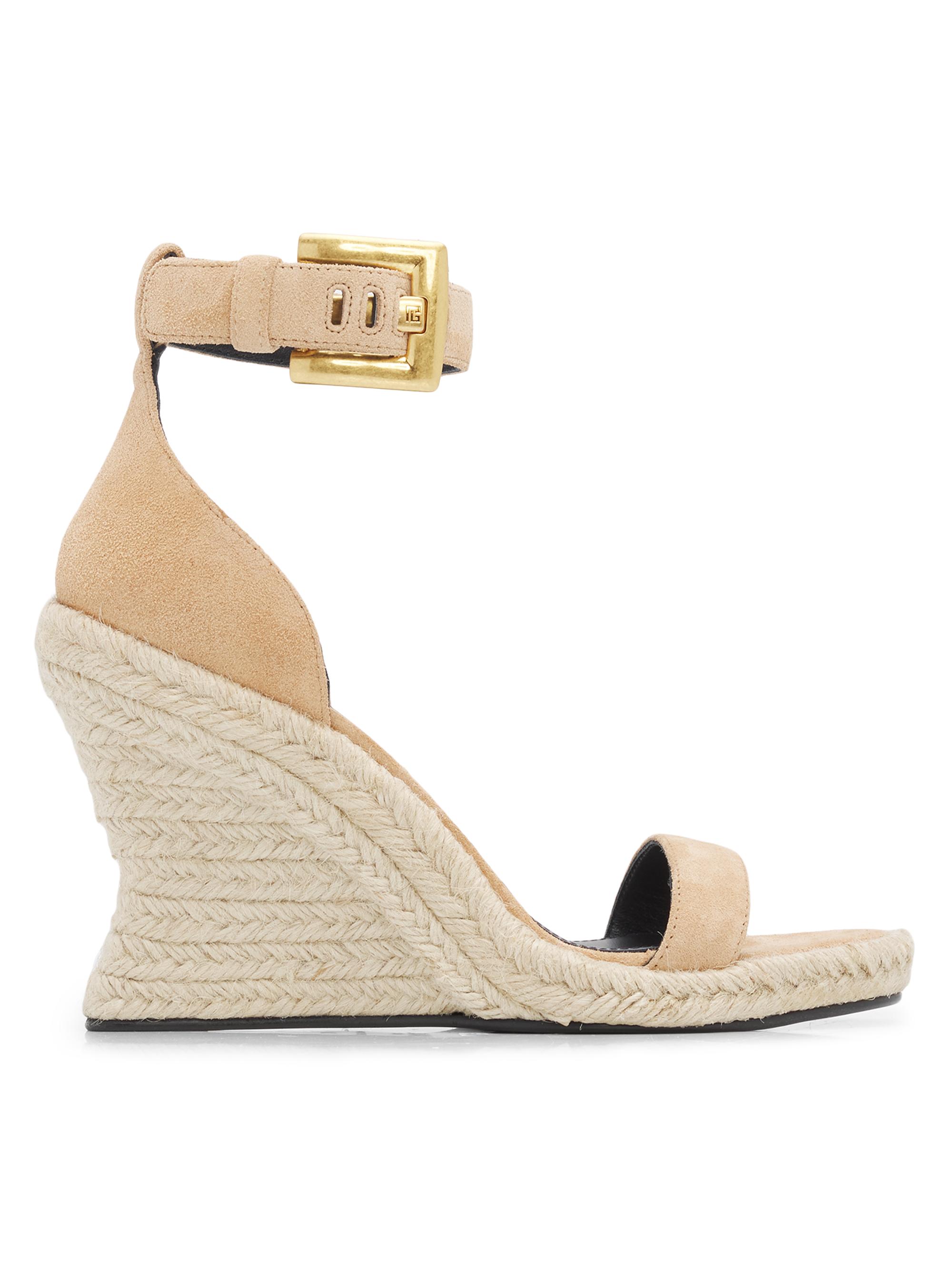 Balmain Women's Anthem 95MM Wedge Espadrilles - Biscuit