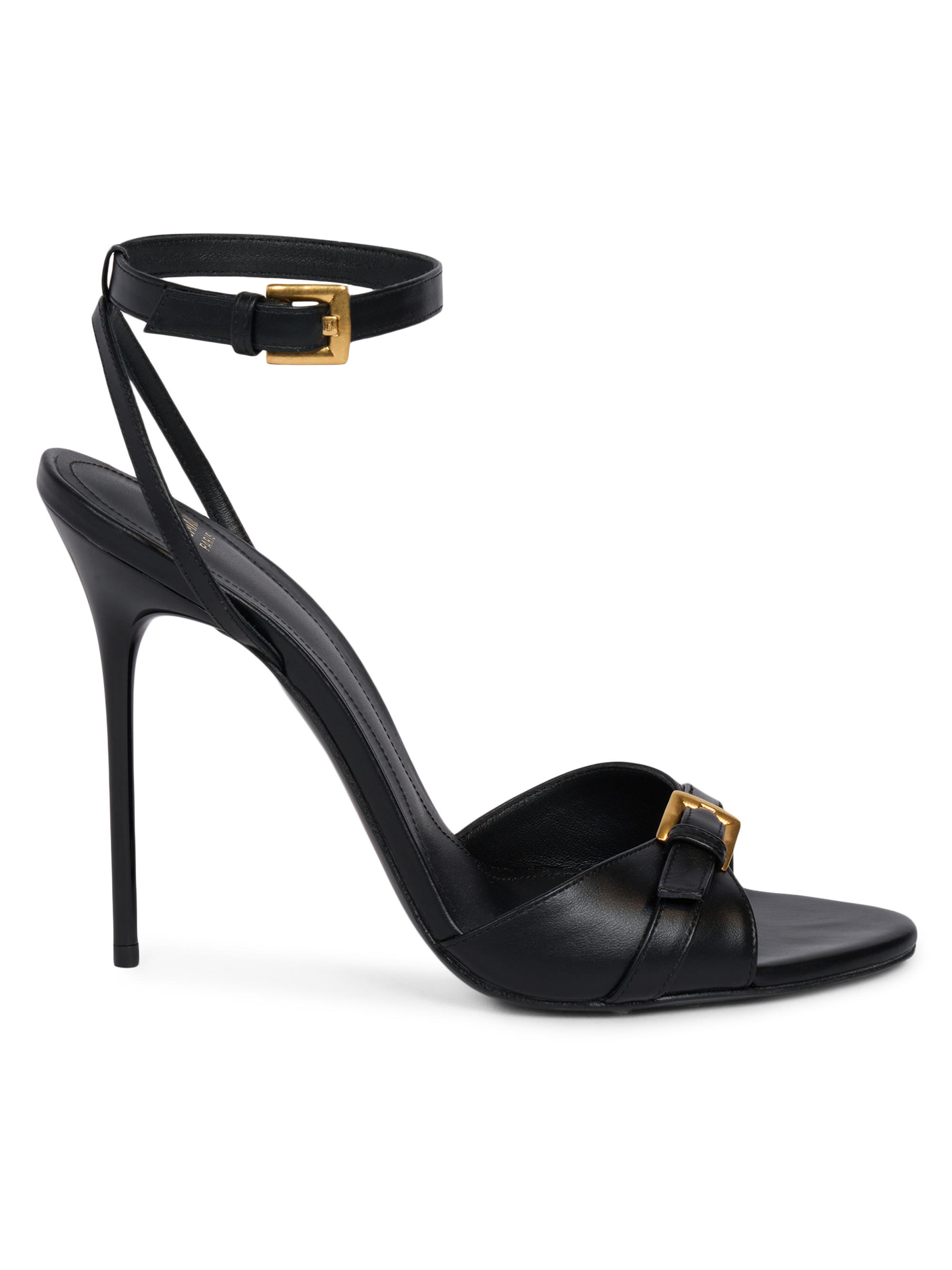 Balmain Women's Anthem 95MM Leather Sandals - Noir