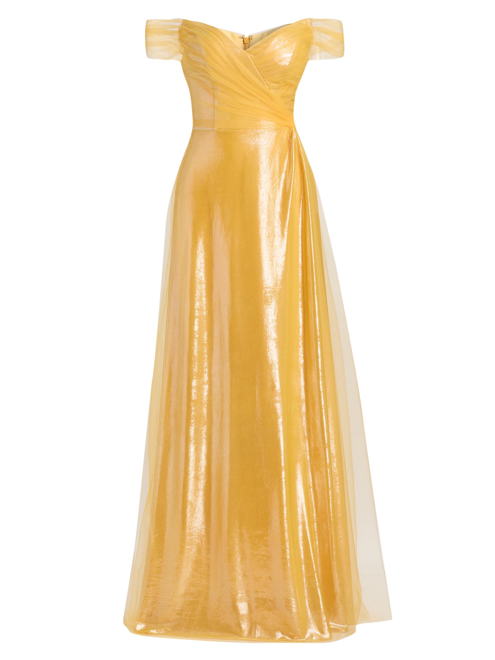 Rene Ruiz Collection Women's Draped Off-The-Shoulder Tulle Gown - Gold