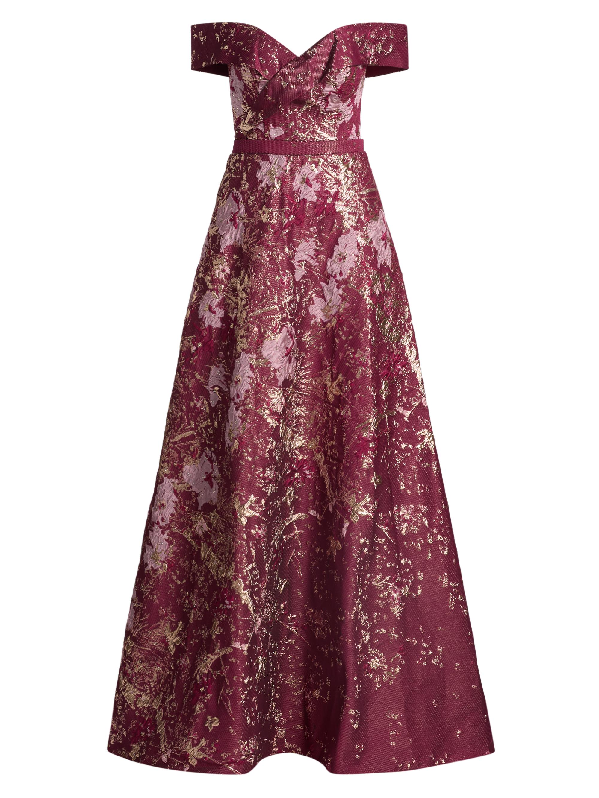 Rene Ruiz Collection Women's Brocade Off-the-Shoulder Gown - Pink Multi