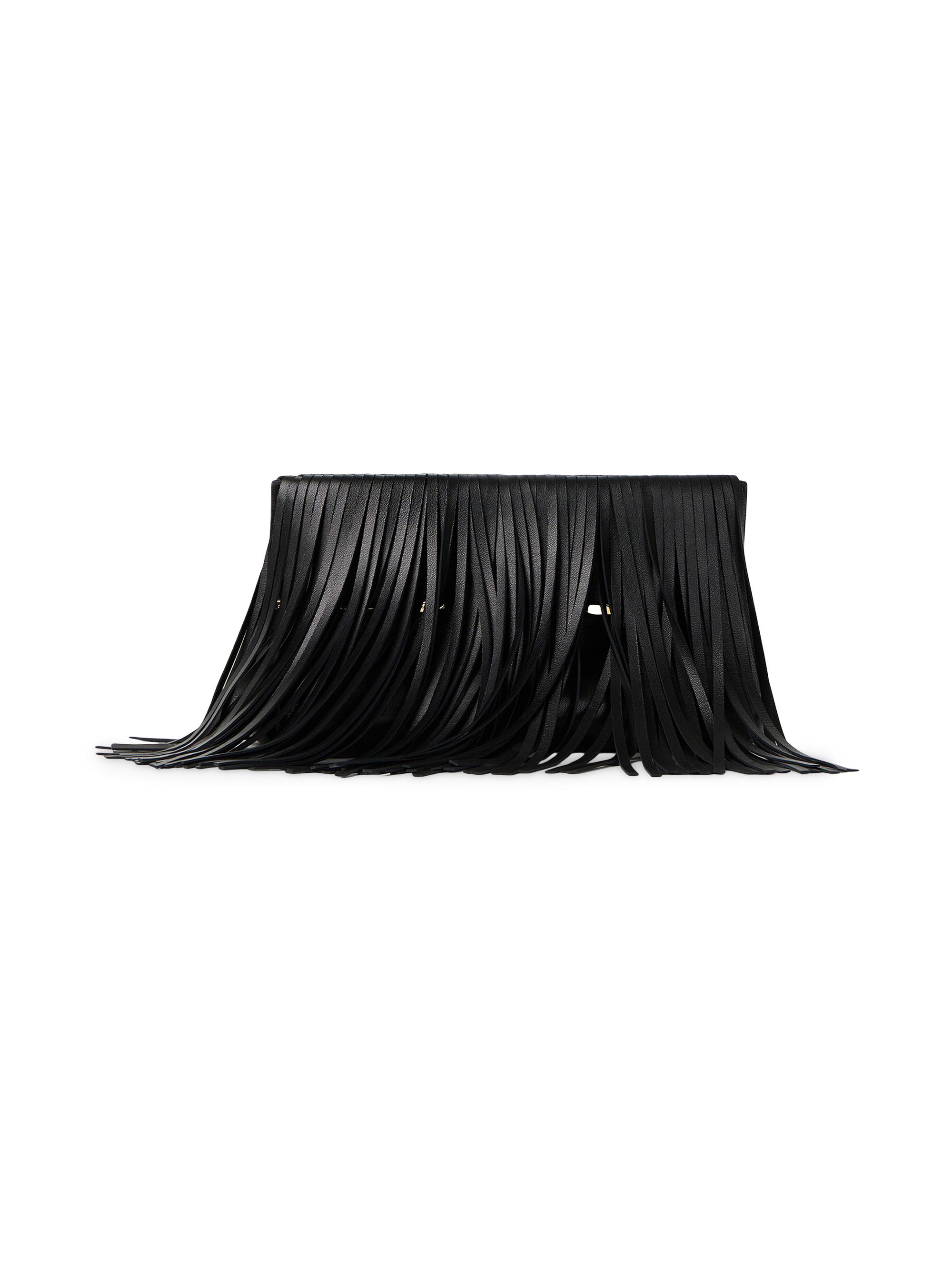 Givenchy Women's Pinch Soft Clutch in Nappa Leather with Fringes - Black