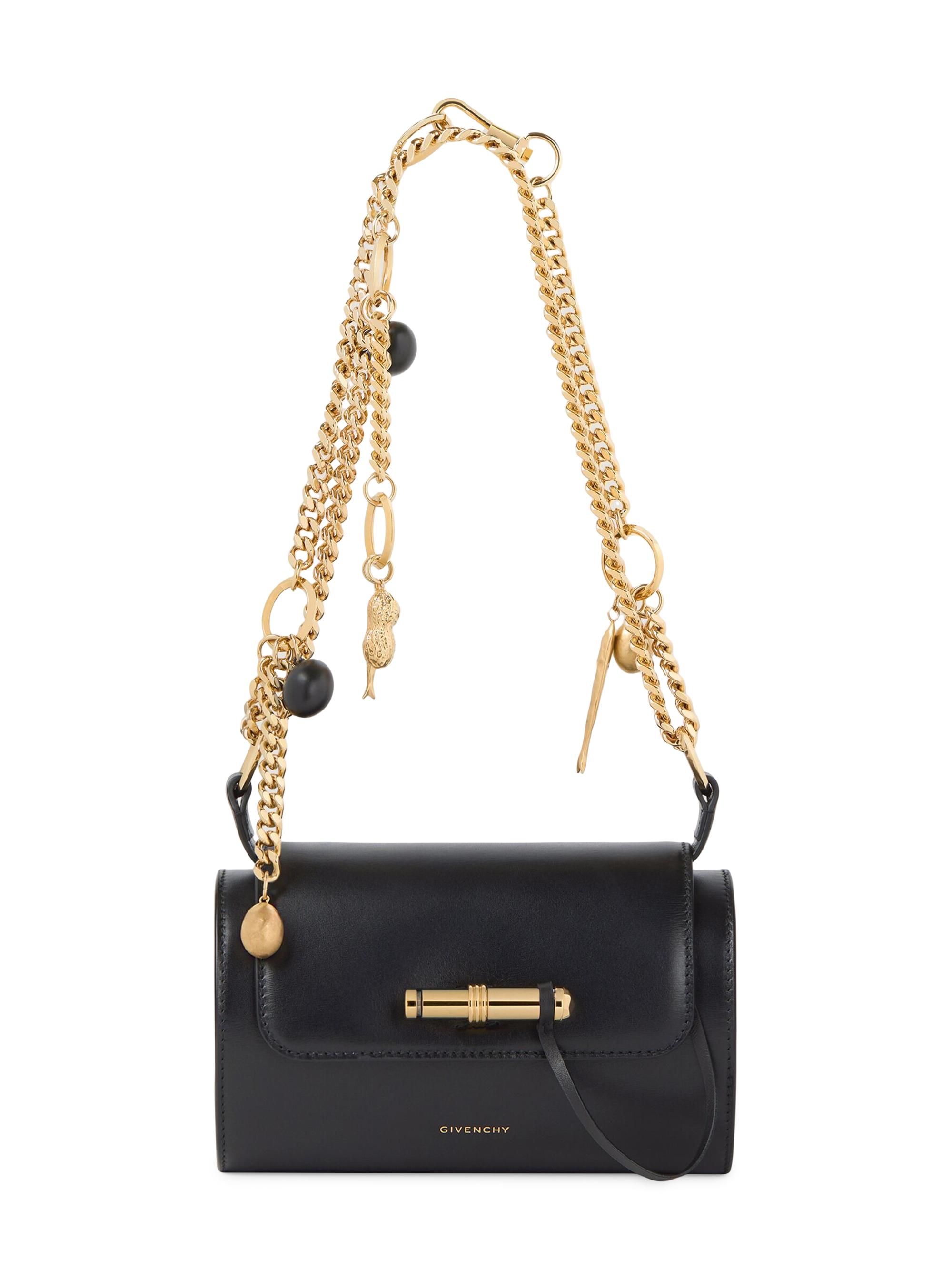 Givenchy Women's Pout  Shoulder Bag in Leather with Lucky Charms Chain - Black