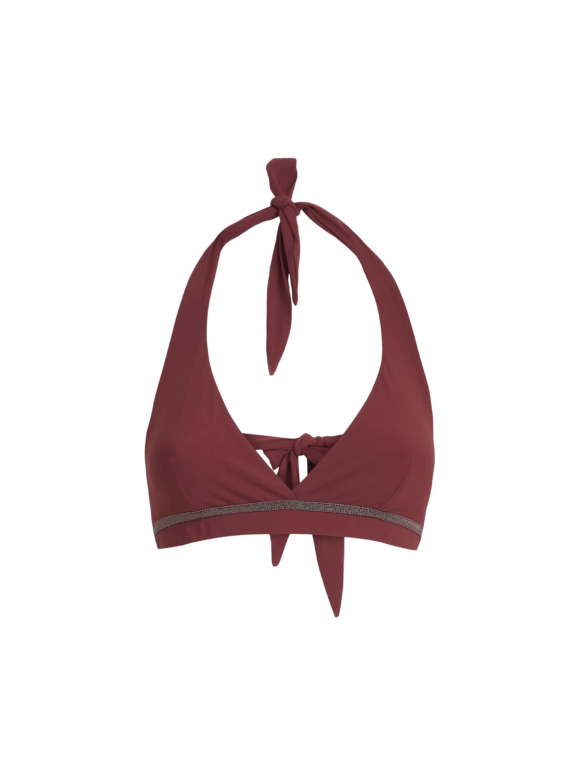 Brunello Cucinelli Women's Techno Jersey Bikini Top - Bordeaux