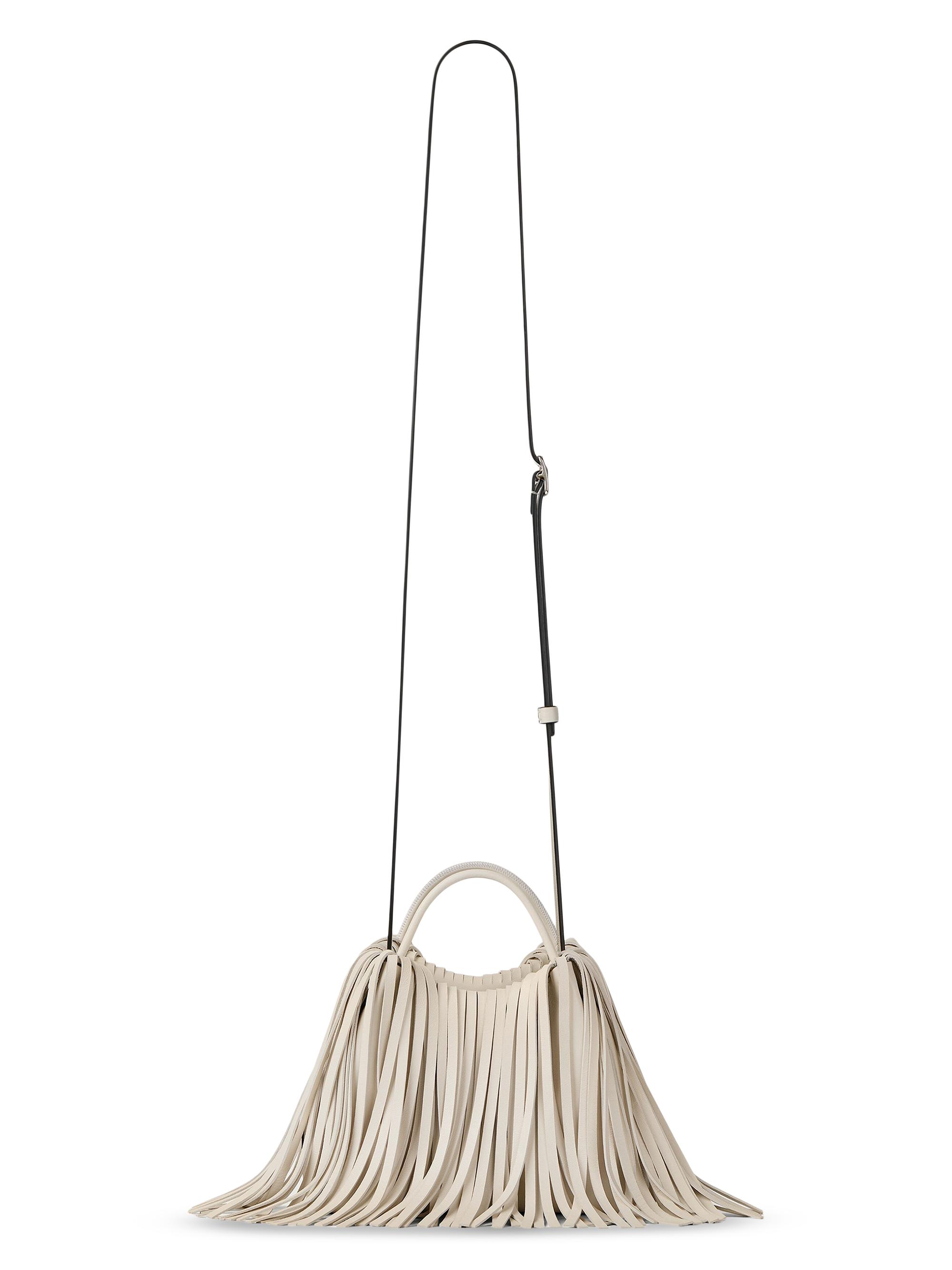 Givenchy Women's Nano Facet Bucket Bag in Leather with Fringes - Cream
