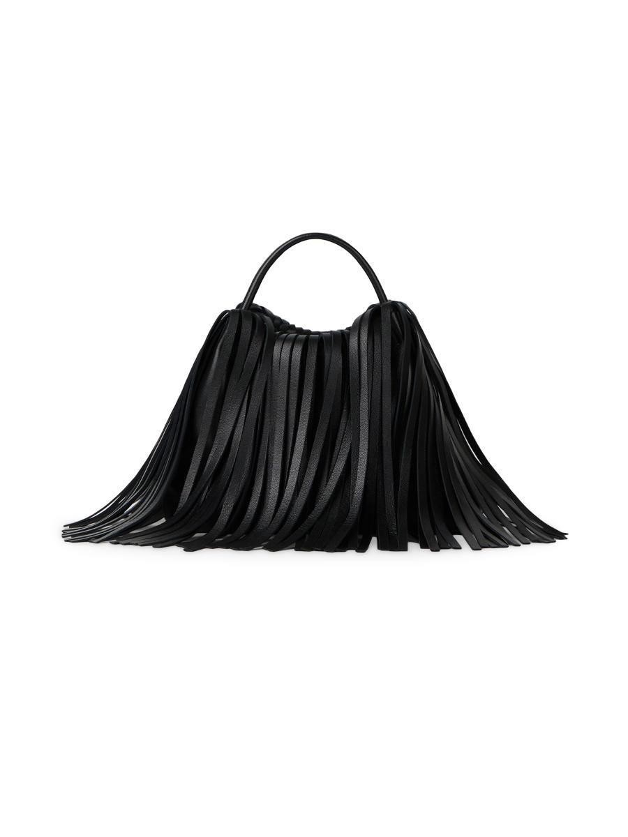 GIVENCHYスタッズ装飾の黒レザーケース Givenchy Nano Facet Top Handle Bag in Leather with Fringes | Saks