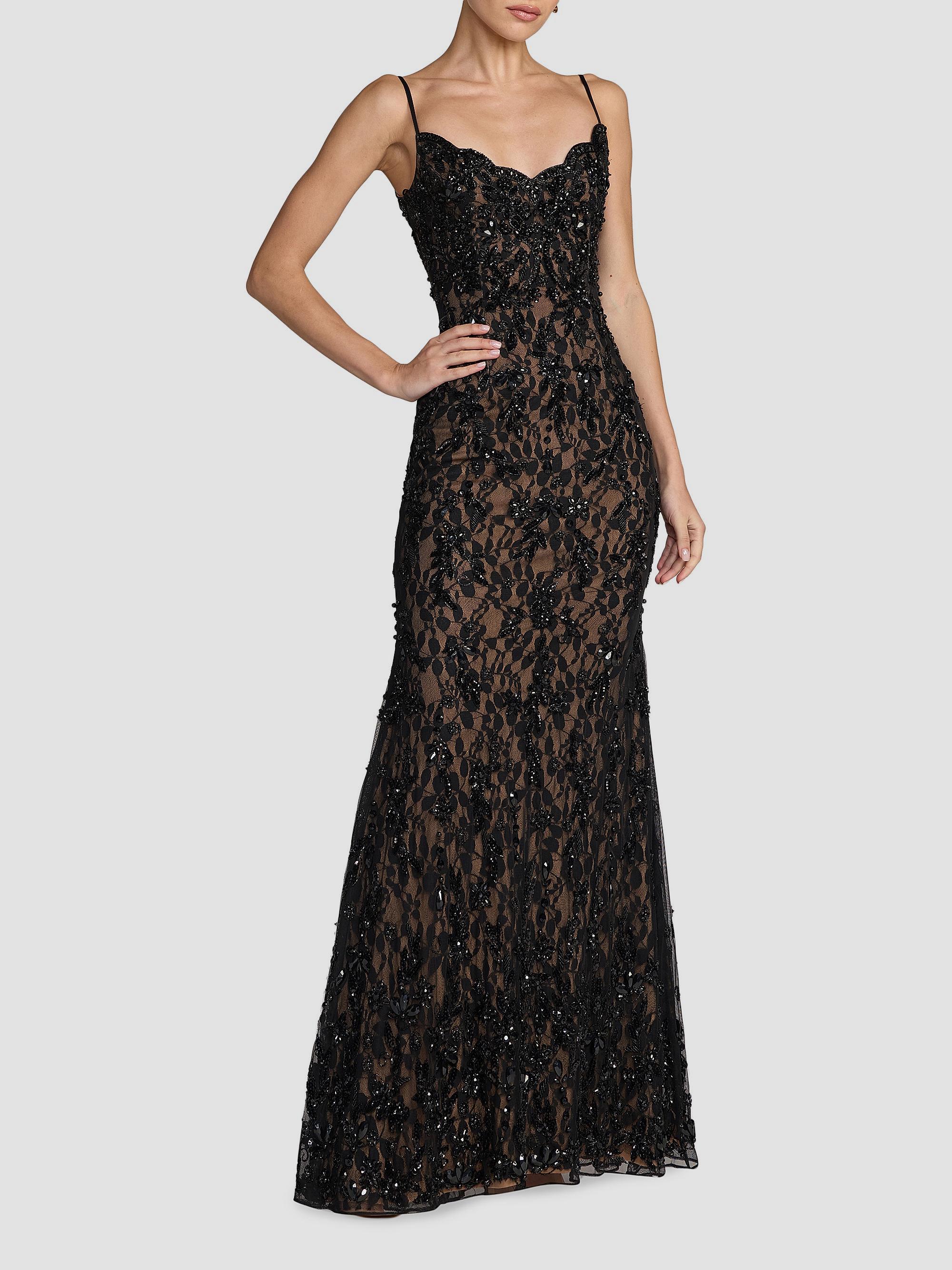 Sho by Tadashi Shoji Lace V-neck Column Gown | Saks Fifth Avenue