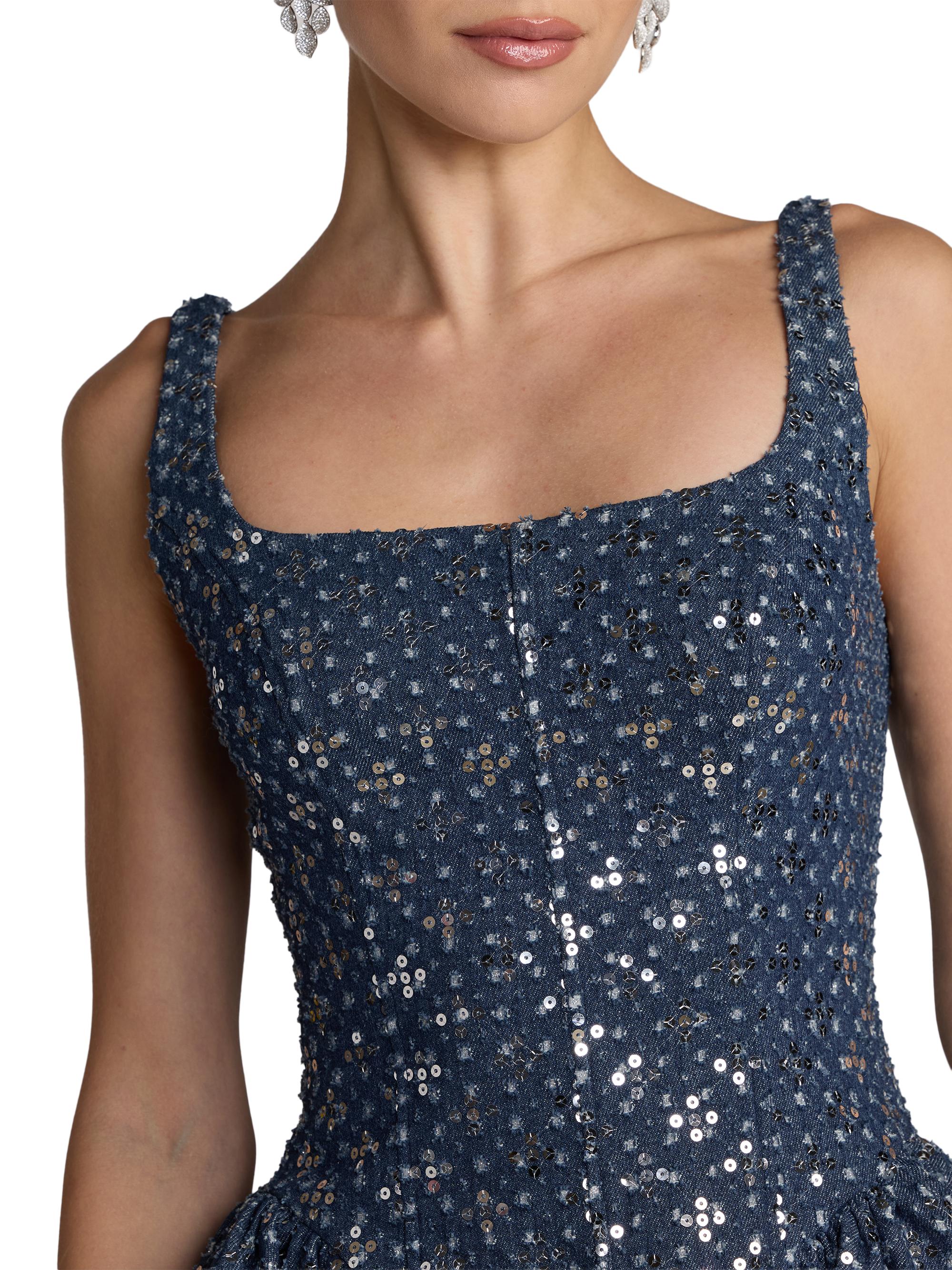 sequin denim dress Haven Rhinestone Denim Dress