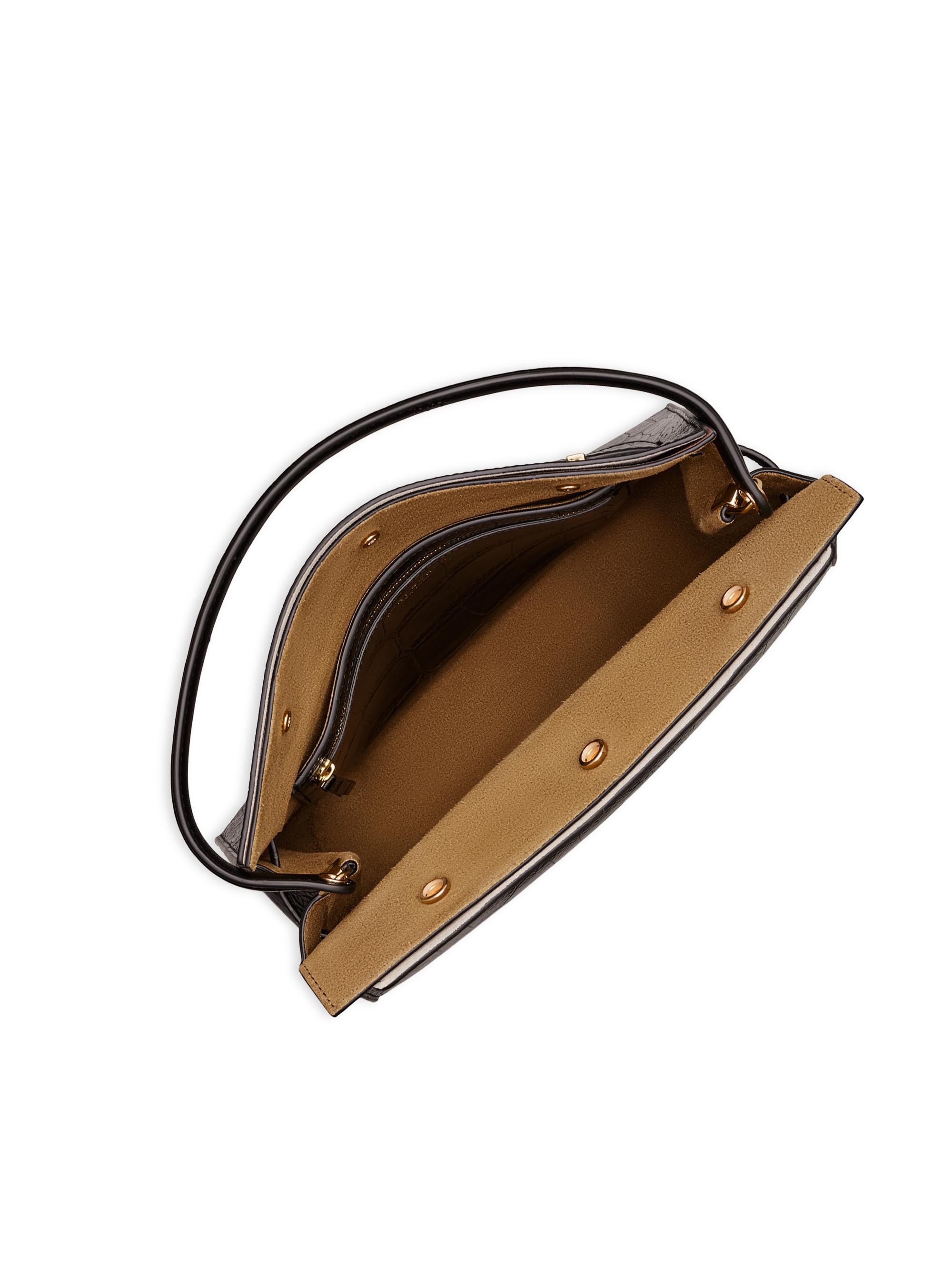 Tory Burch Lee Radziwill Small Croc-Embossed Leather Top Handle
