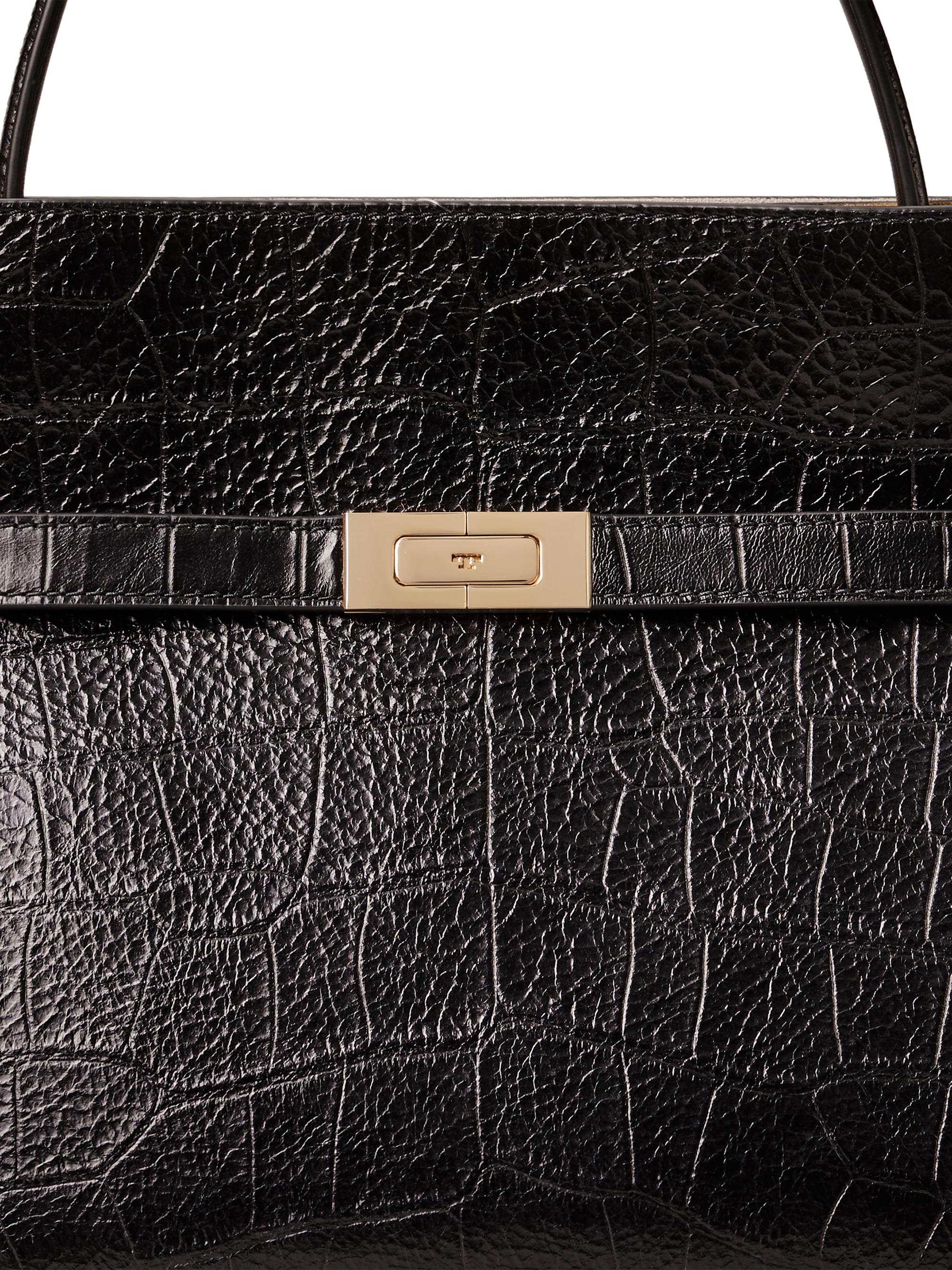 トシ Tory Burch Lee Radziwill Small Croc-Embossed Leather Top Handle