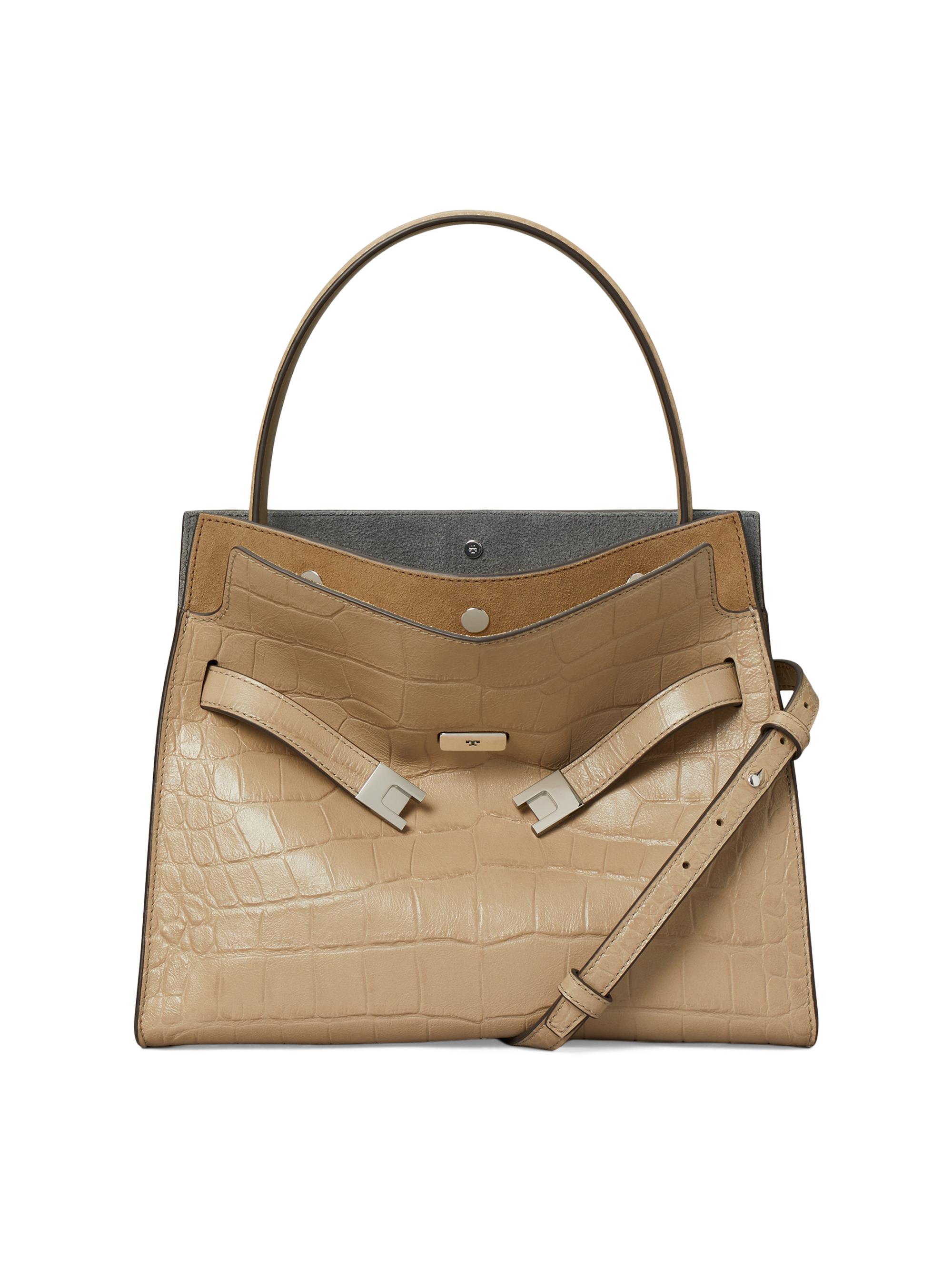 *☼*―Lee―*☼* Tory Burch Lee Radziwill Small Croc-Embossed Leather Top Handle