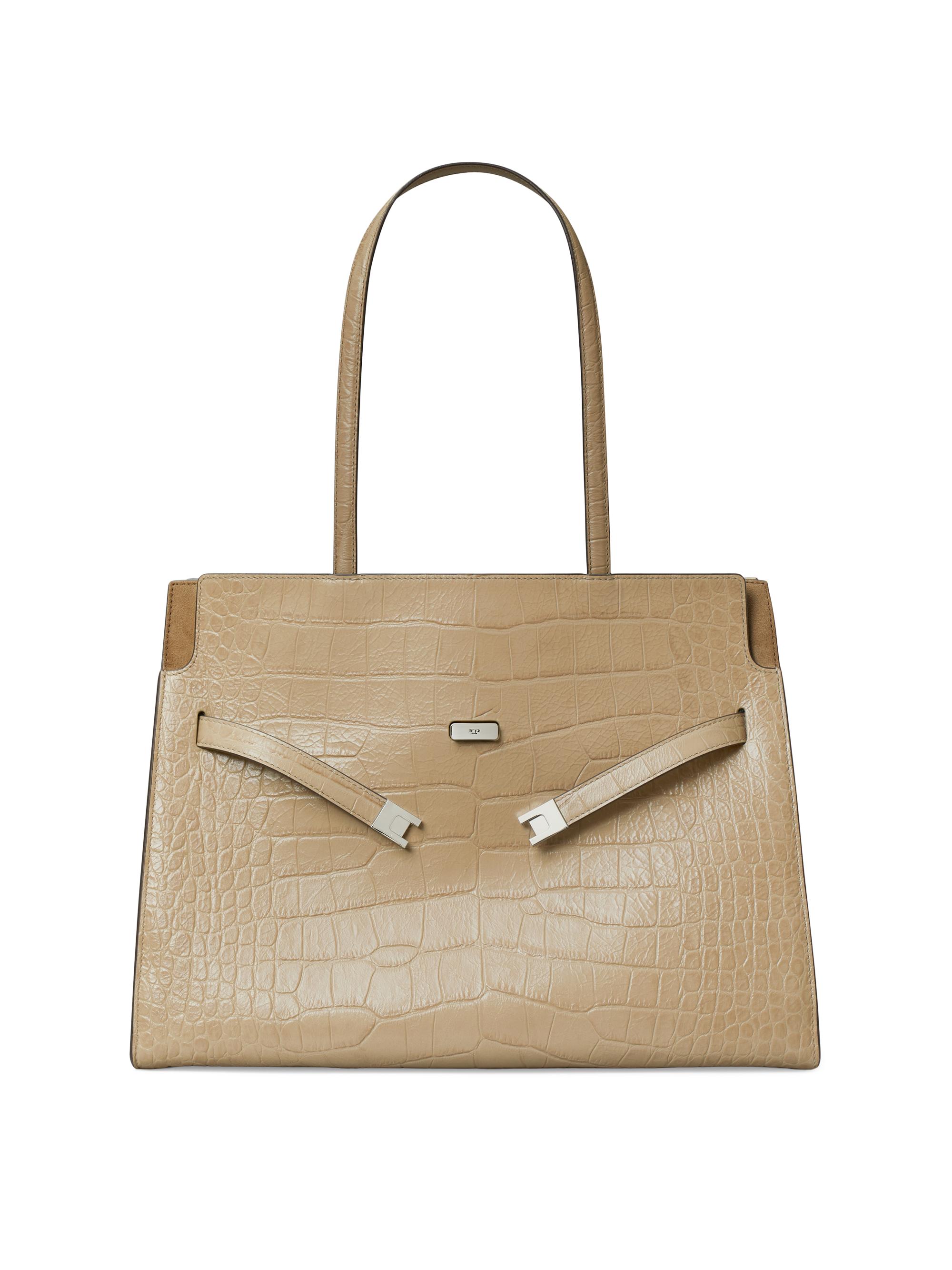 Tory Burch Women's Lee Radziwill Croc-Embossed Leather Tote Bag - Ginger Leaf