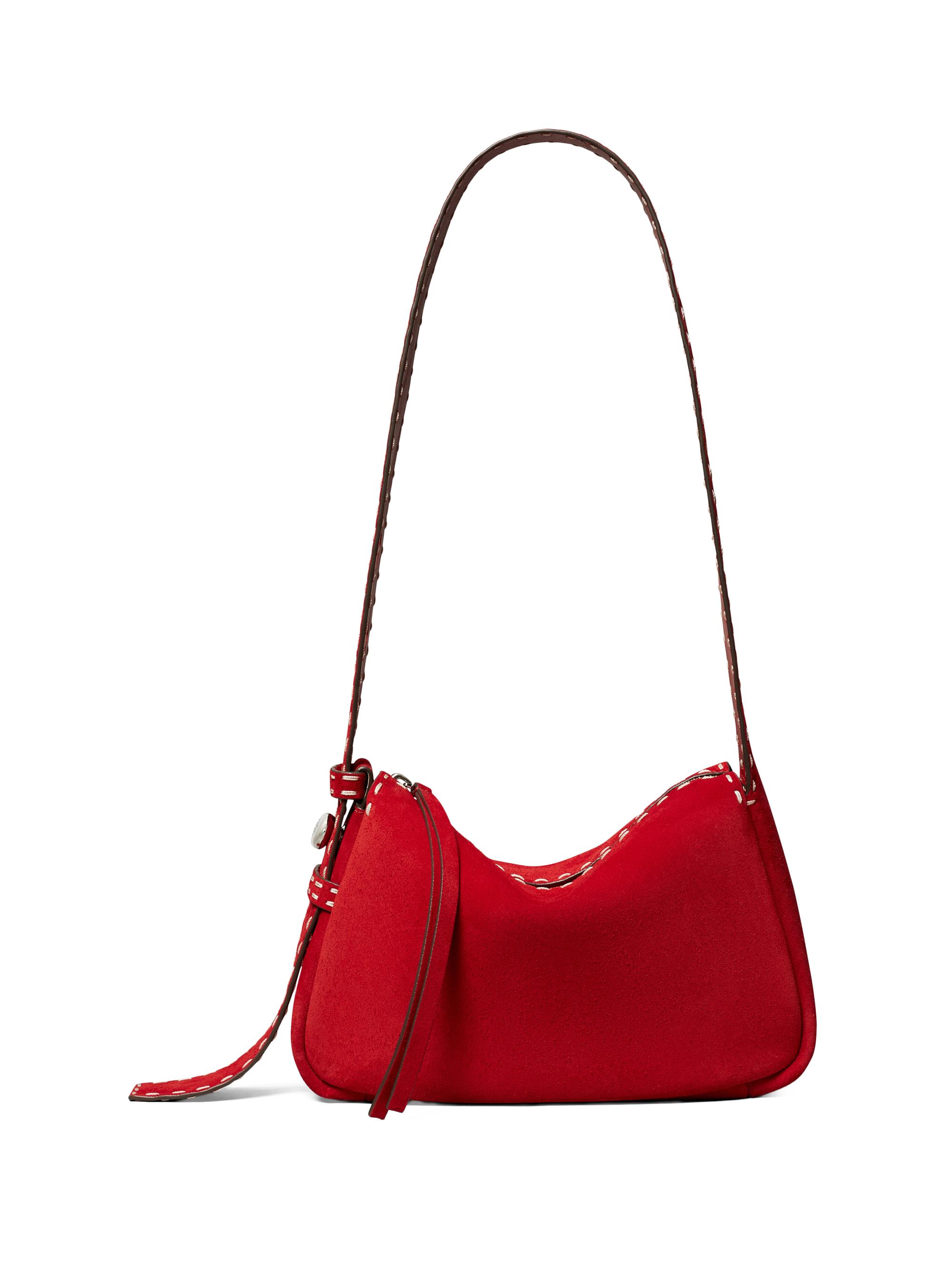 Tory Burch Women's Romy  Pick-Stitch Suede Shoulder Bag - Toucan Red