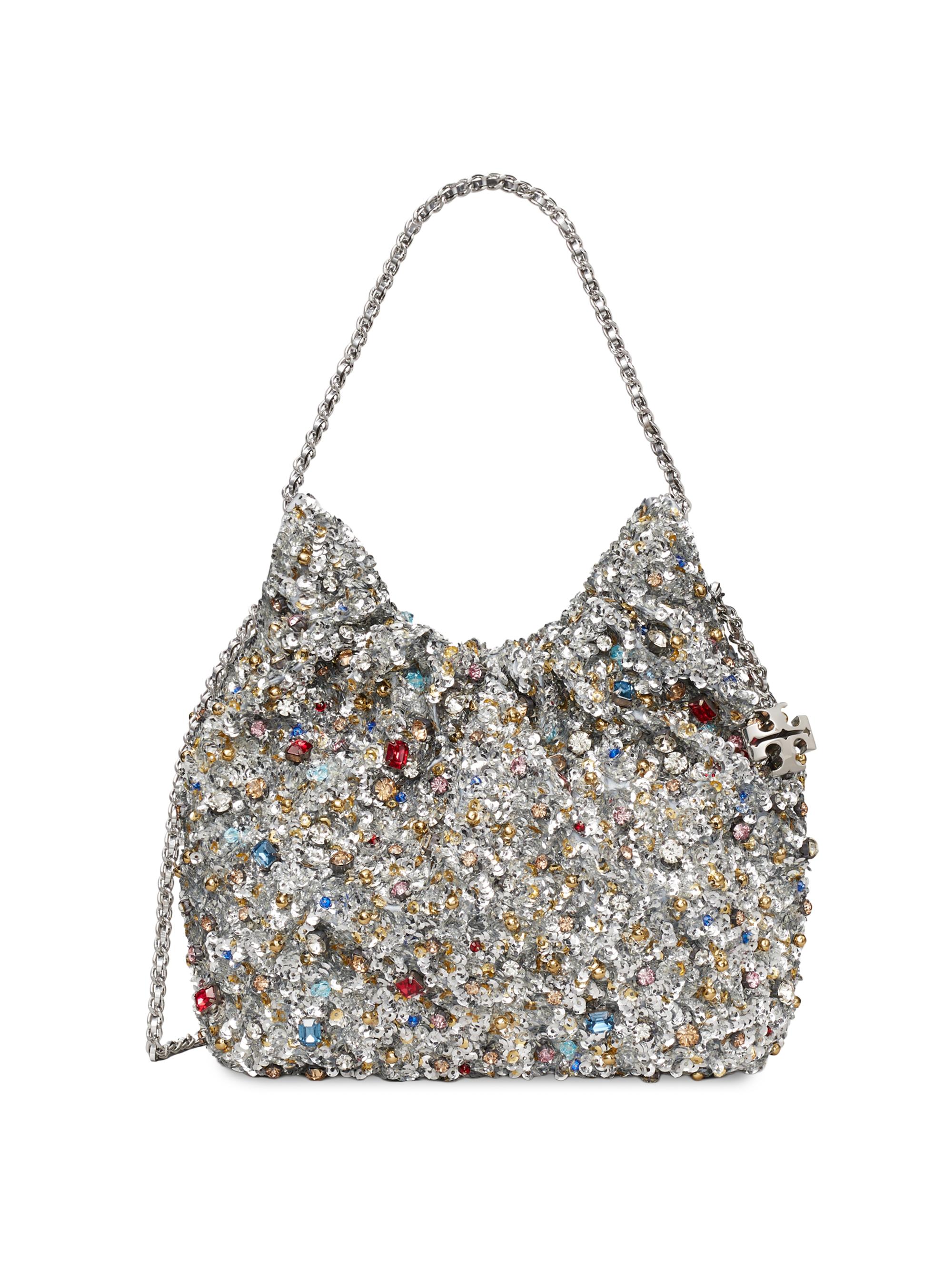 Tory Burch Women's Fleming Mini Embellished Hobo Bag - Warm Rain