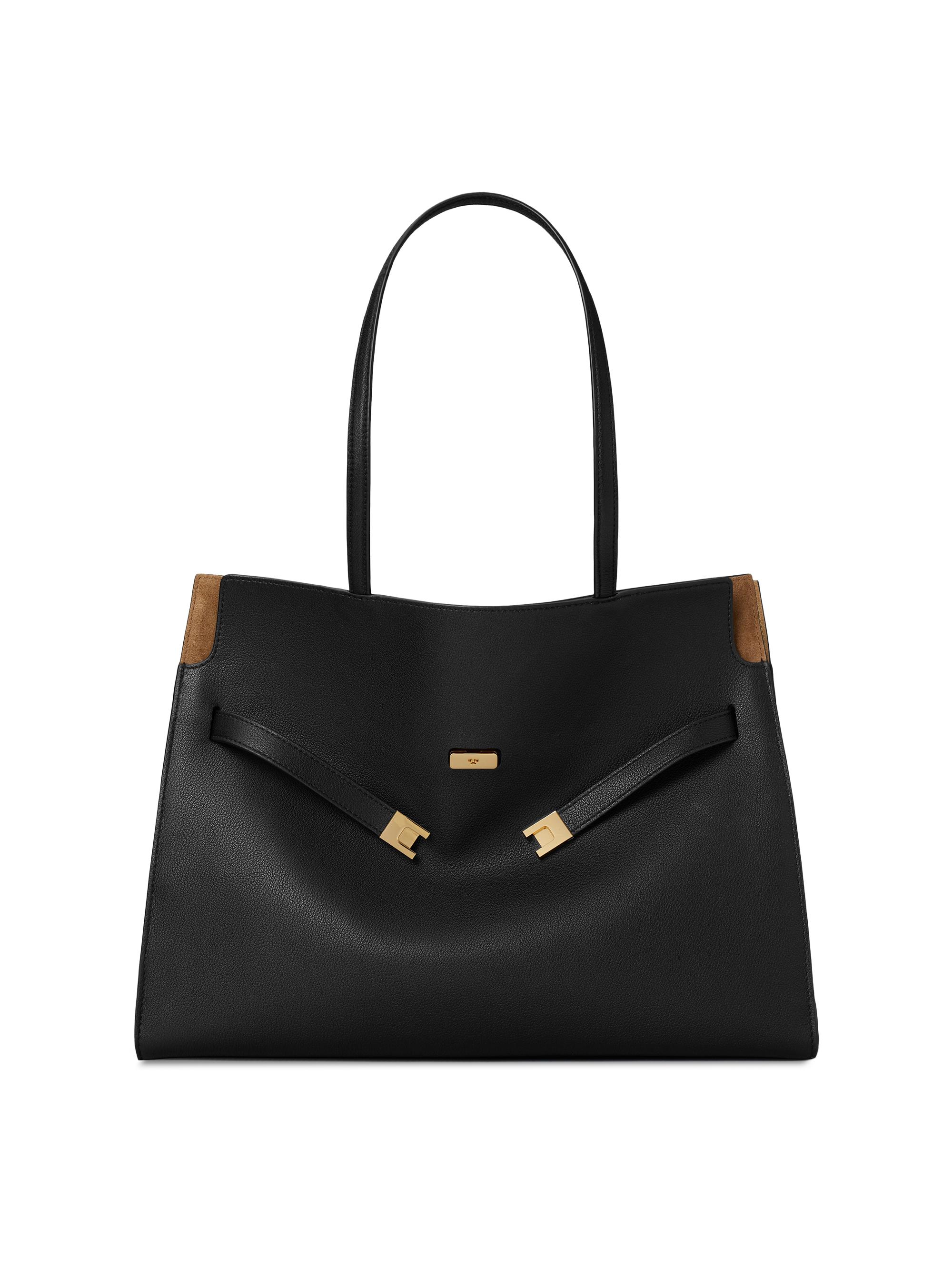 Tory Burch Women's Lee Radziwill Leather Tote Bag - Black