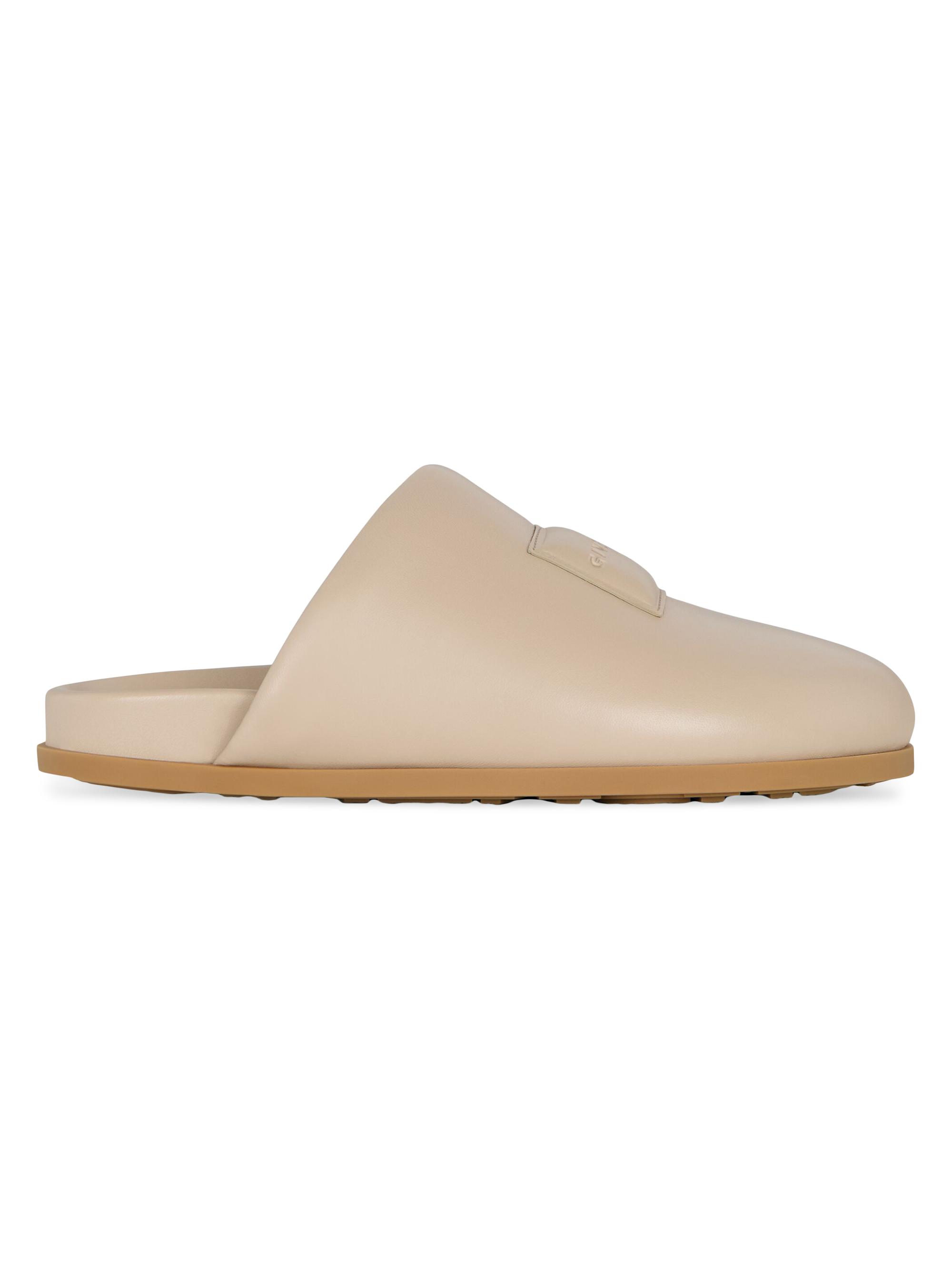 Givenchy Women's Label Flat Mules in Nappa Leather - Beige