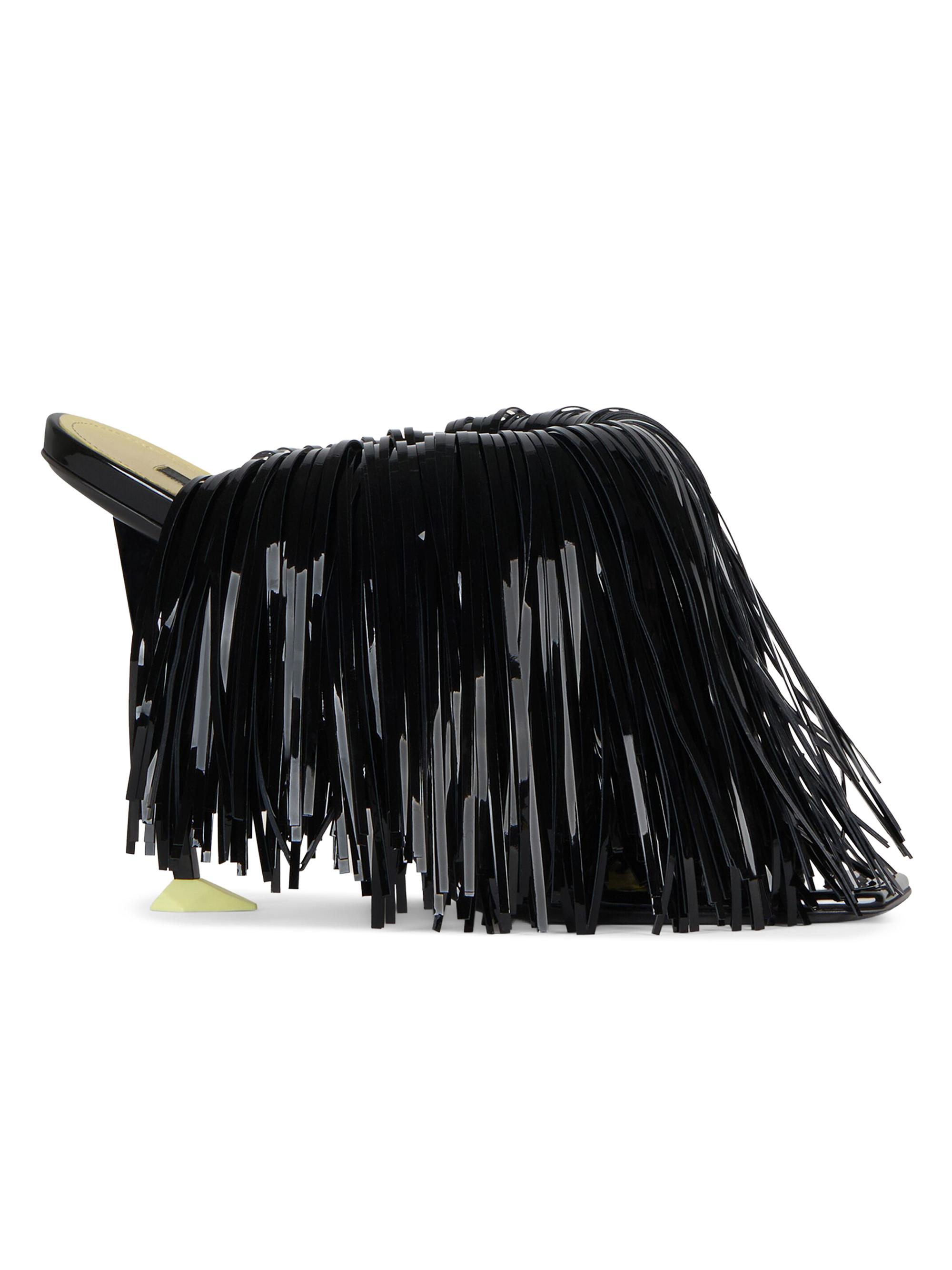 Givenchy Women's Boudoir Heeled Mules in Patent Leather with Fringes - Black