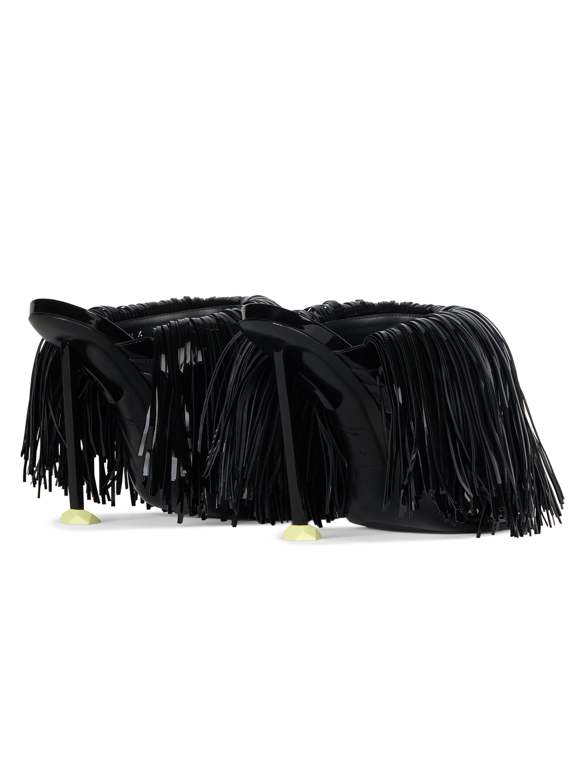 Givenchy Boudoir Heeled Mules in Patent Leather with Fringes