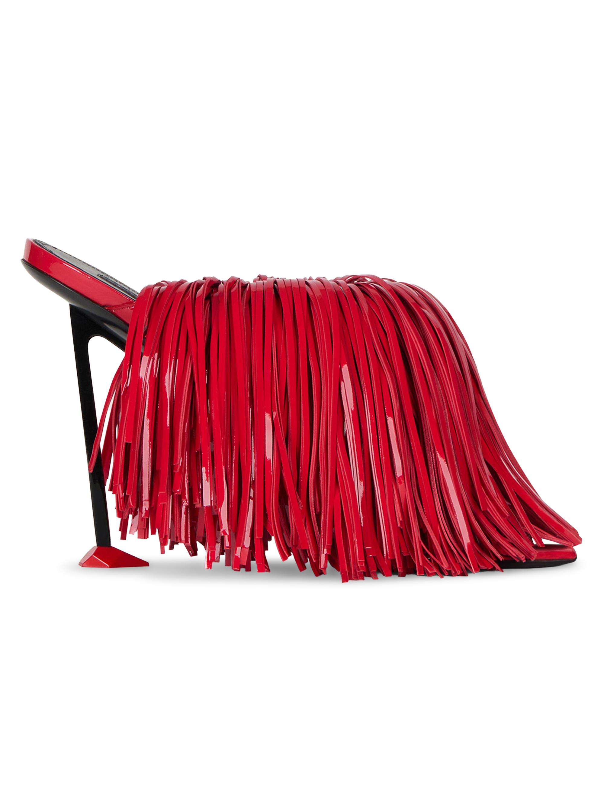 Givenchy Women's Boudoir Heeled Mules in Patent Leather with Fringes - Vermillon