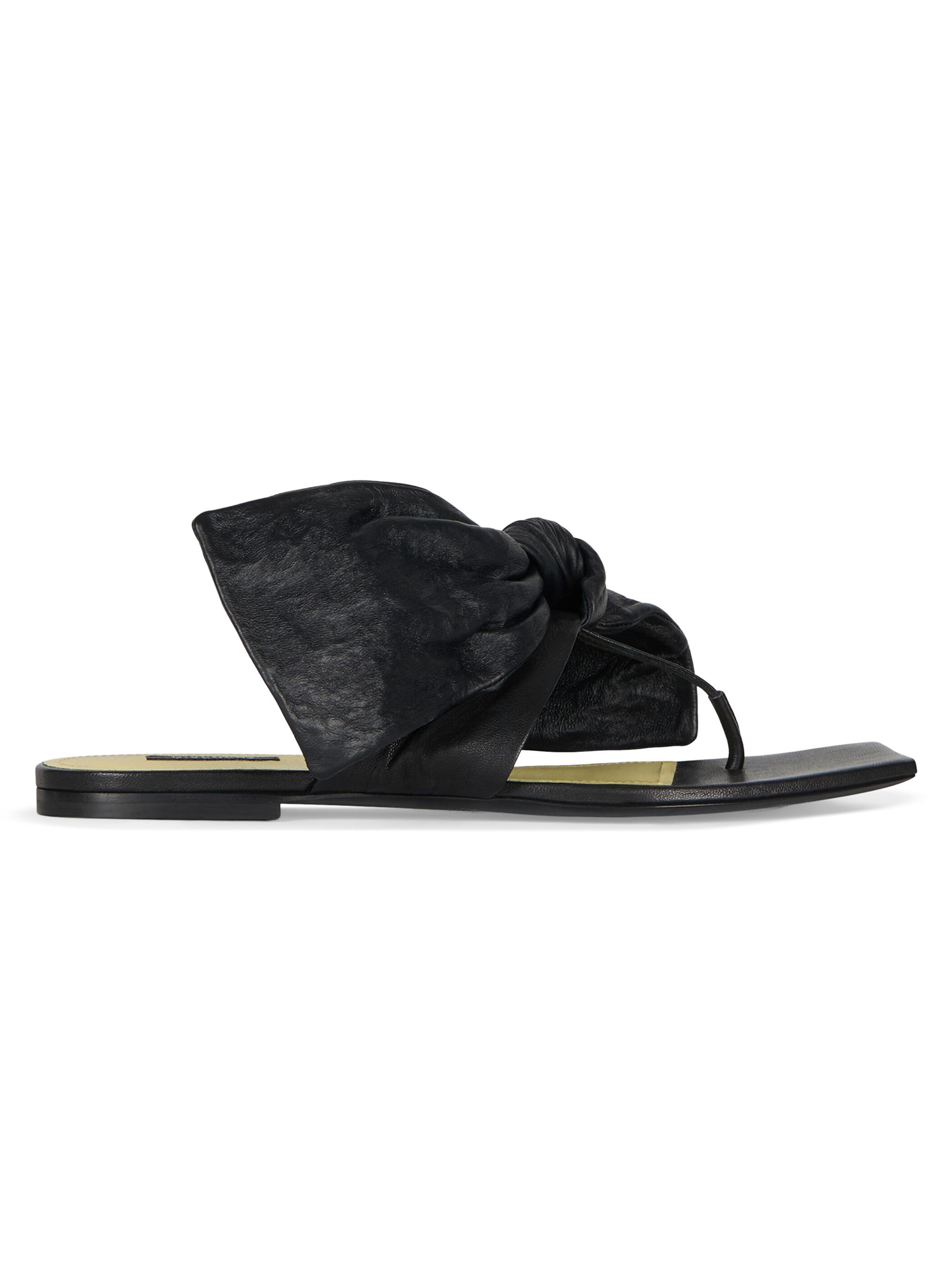 Givenchy Women's Boudoir Thongs in Nappa Leather with Bow - Black