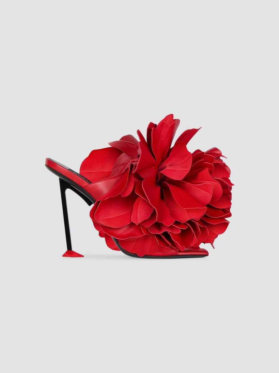 Givenchy Boudoir Heeled Mules in Leather with Petals | Saks Fifth